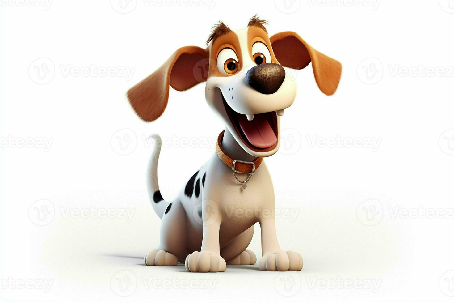 3d rendering of a cute cartoon dog sitting on a white background. ai generated pro photo