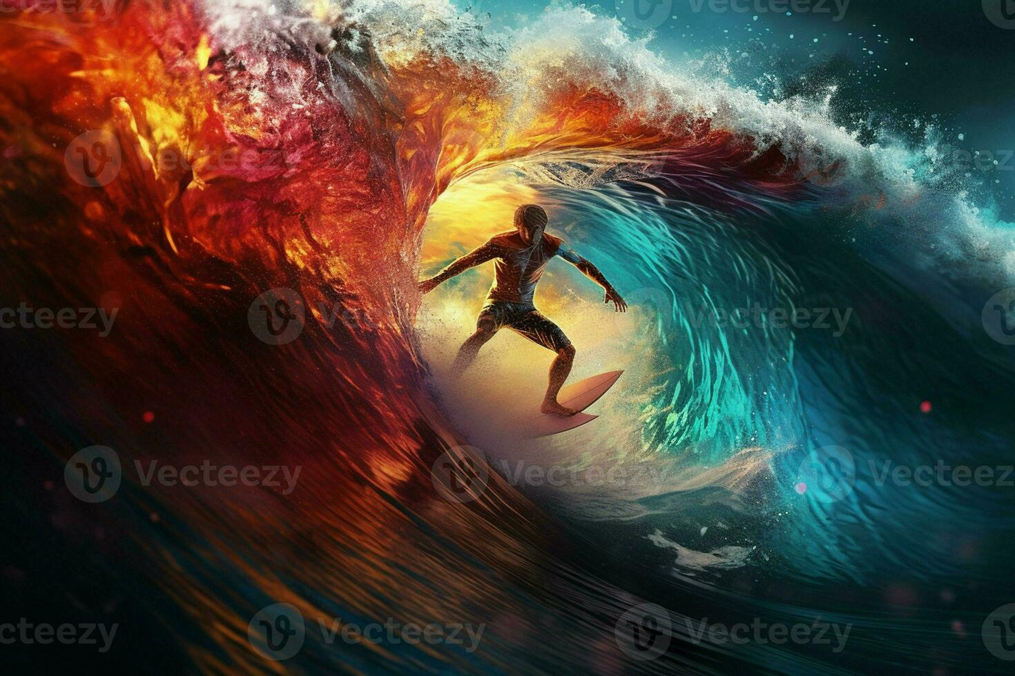 Surfer riding a wave. Surfing concept. ai generated pro photo