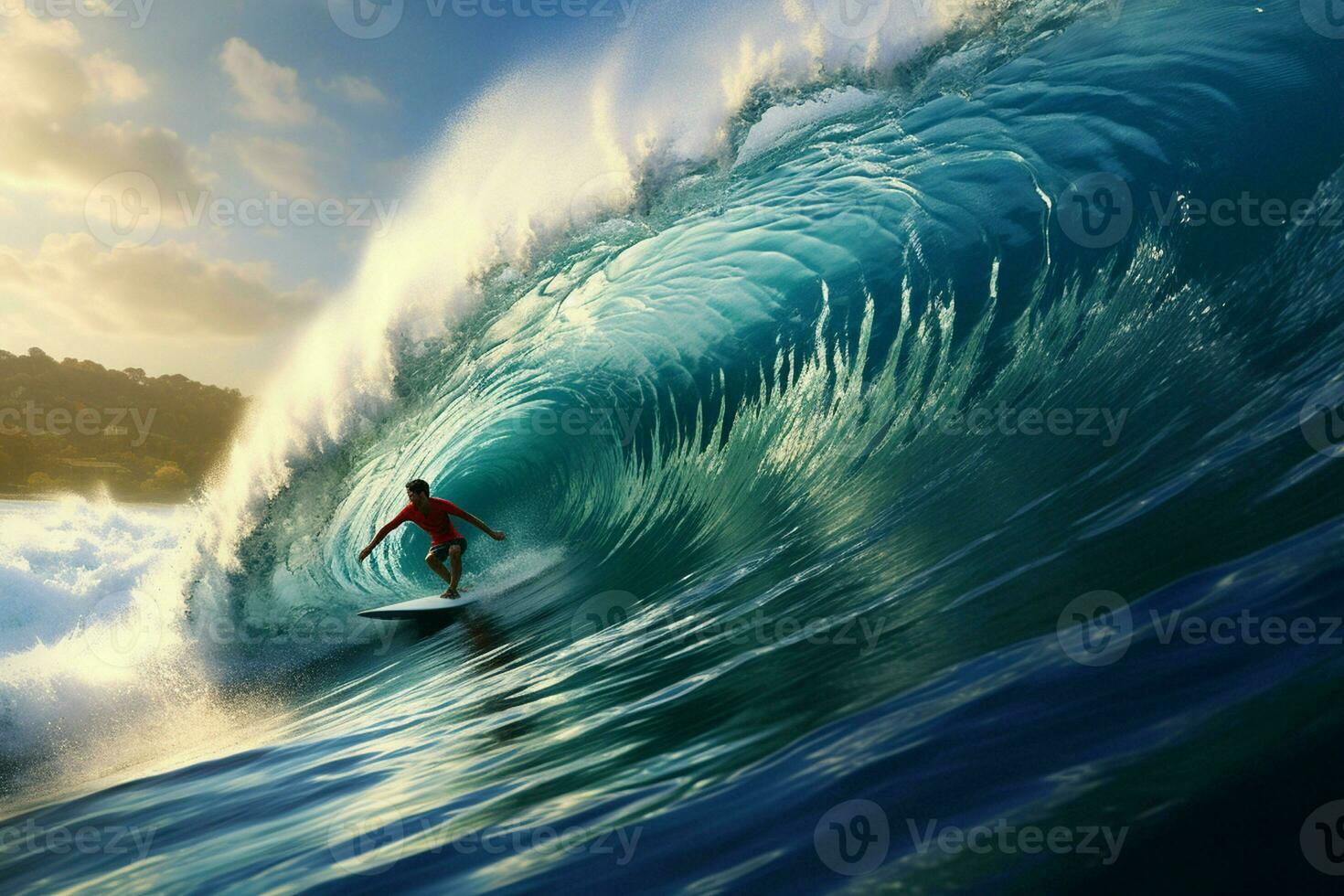 Surfer riding a wave. Surfing concept. ai generated pro photo