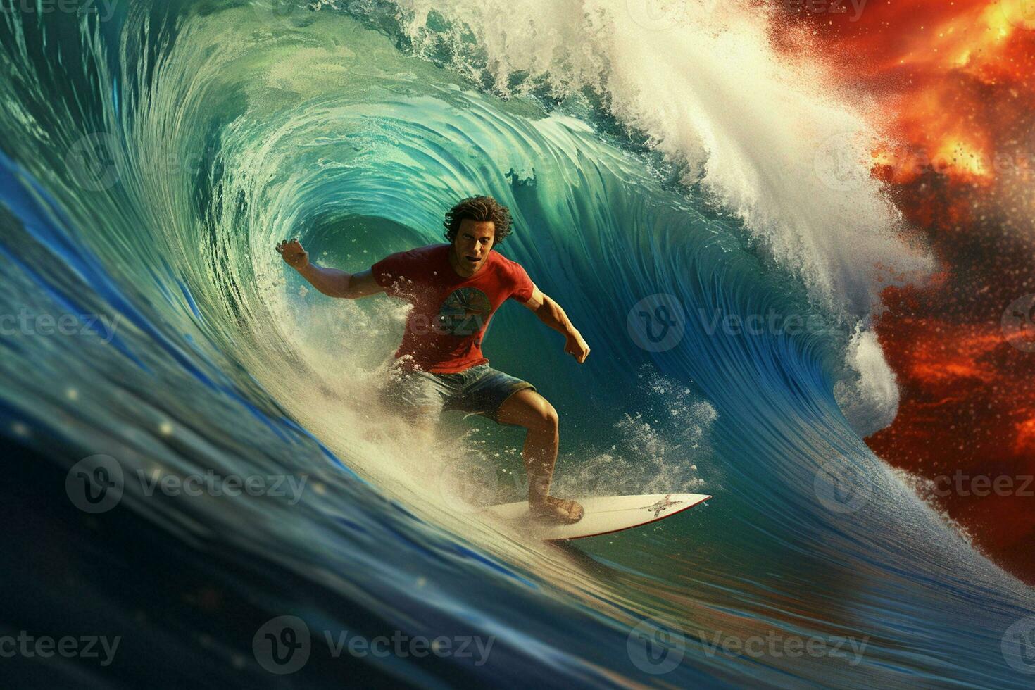 Surfer riding a wave. Surfing concept. ai generated pro photo