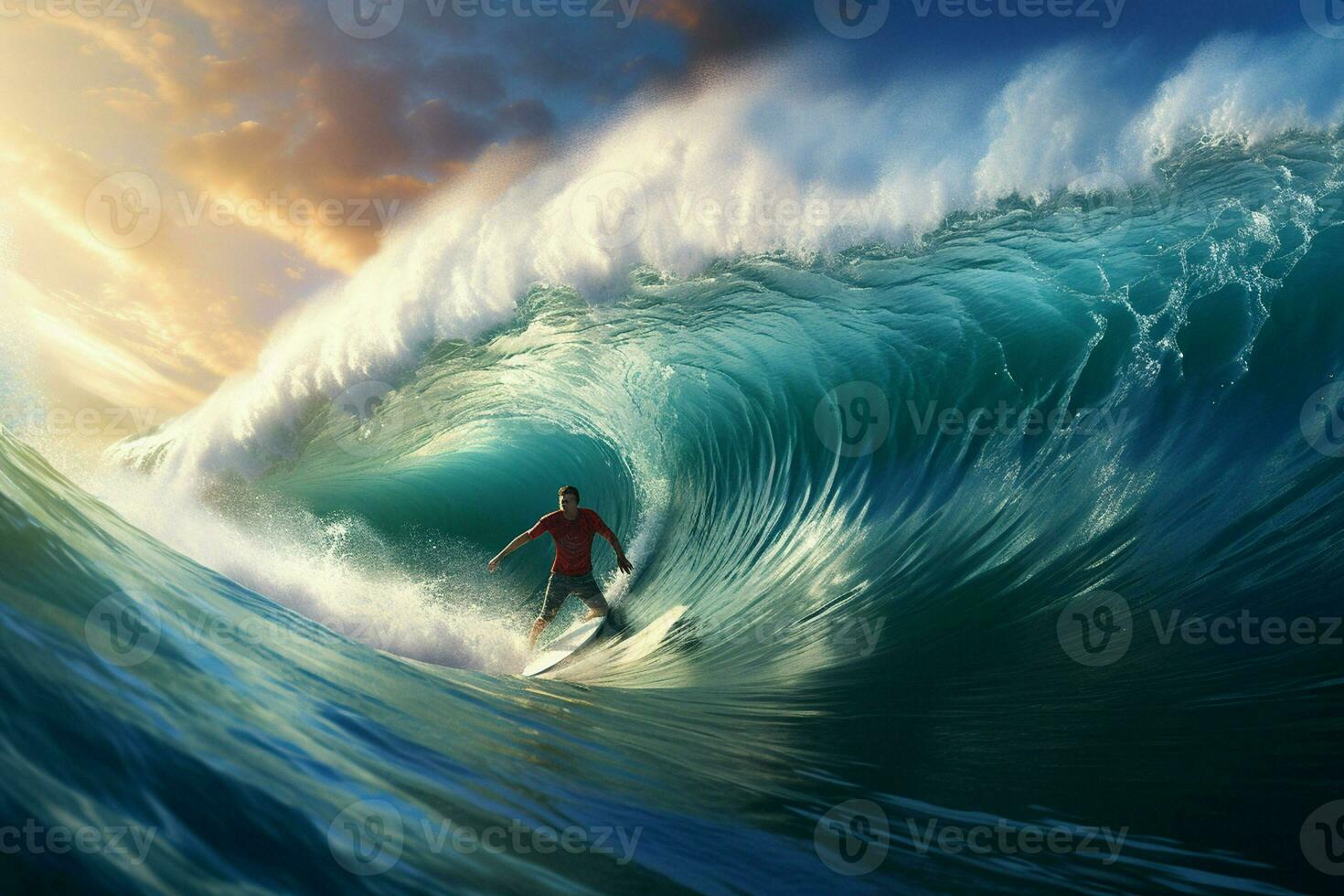 Surfer riding a wave. Surfing concept. ai generated pro photo