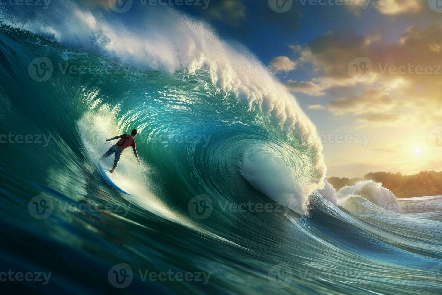 Surfer riding a wave. Surfing concept. ai generated pro photo