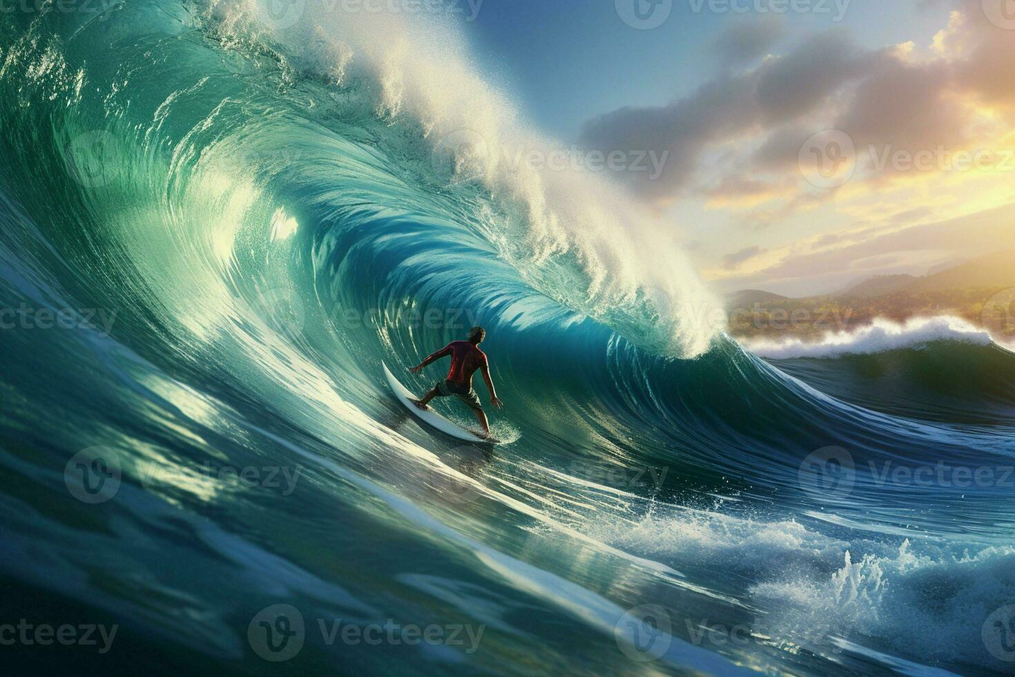 Surfer riding a wave. Surfing concept. ai generated pro photo