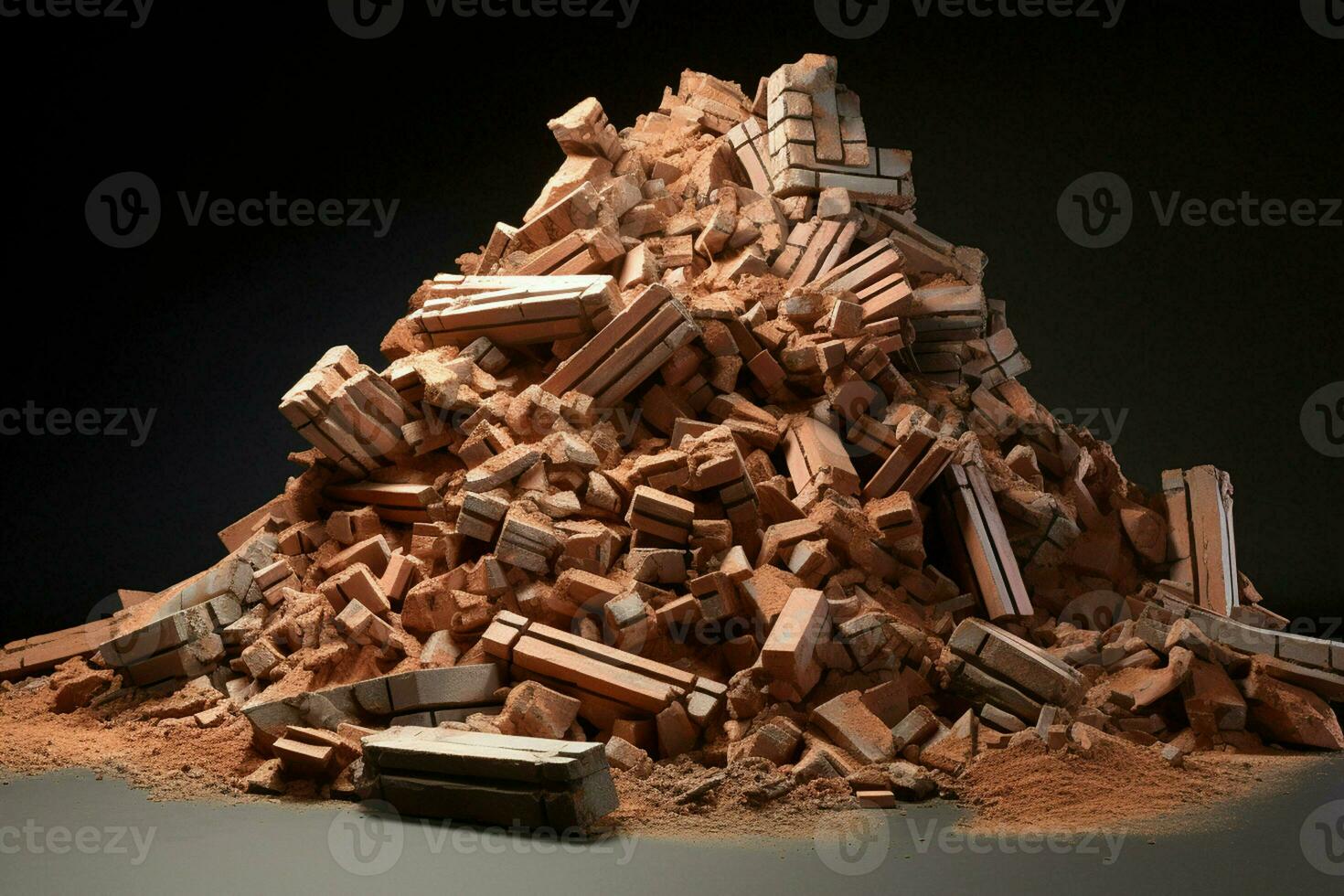 pile of bricks with sky in the background. ai generated pro photo