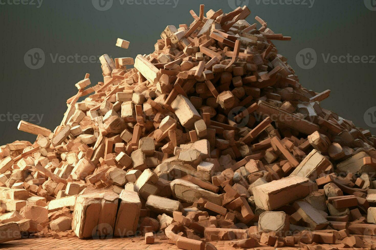 pile of bricks with sky in the background. ai generated pro photo