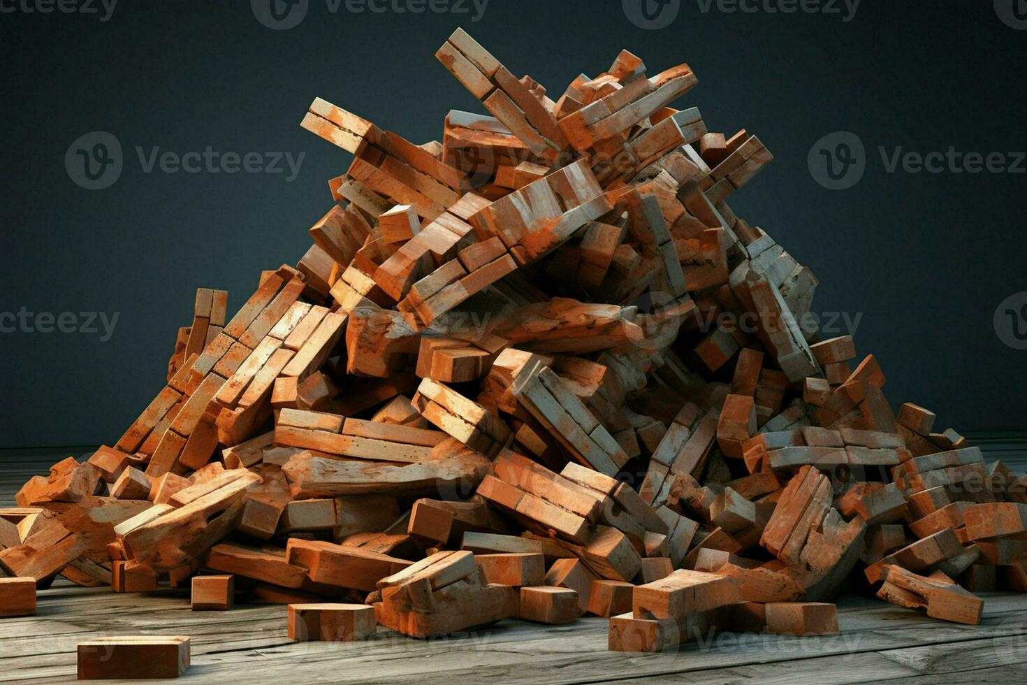 pile of bricks with sky in the background. ai generated pro photo