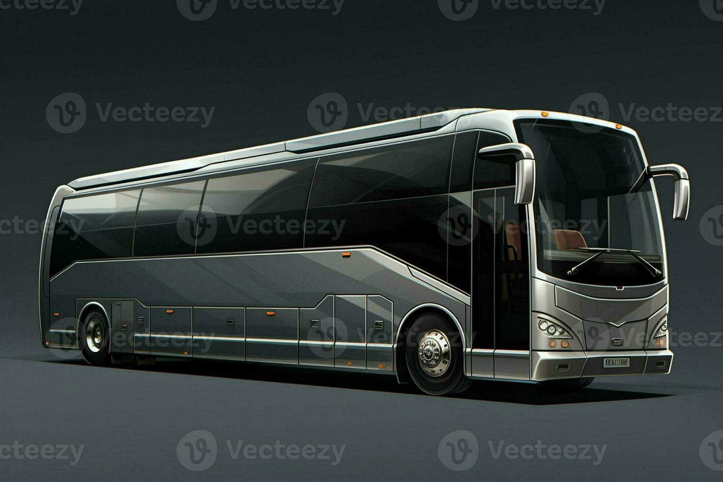 Modern black bus on a gray background. 3d rendering image. ai generated pro photo