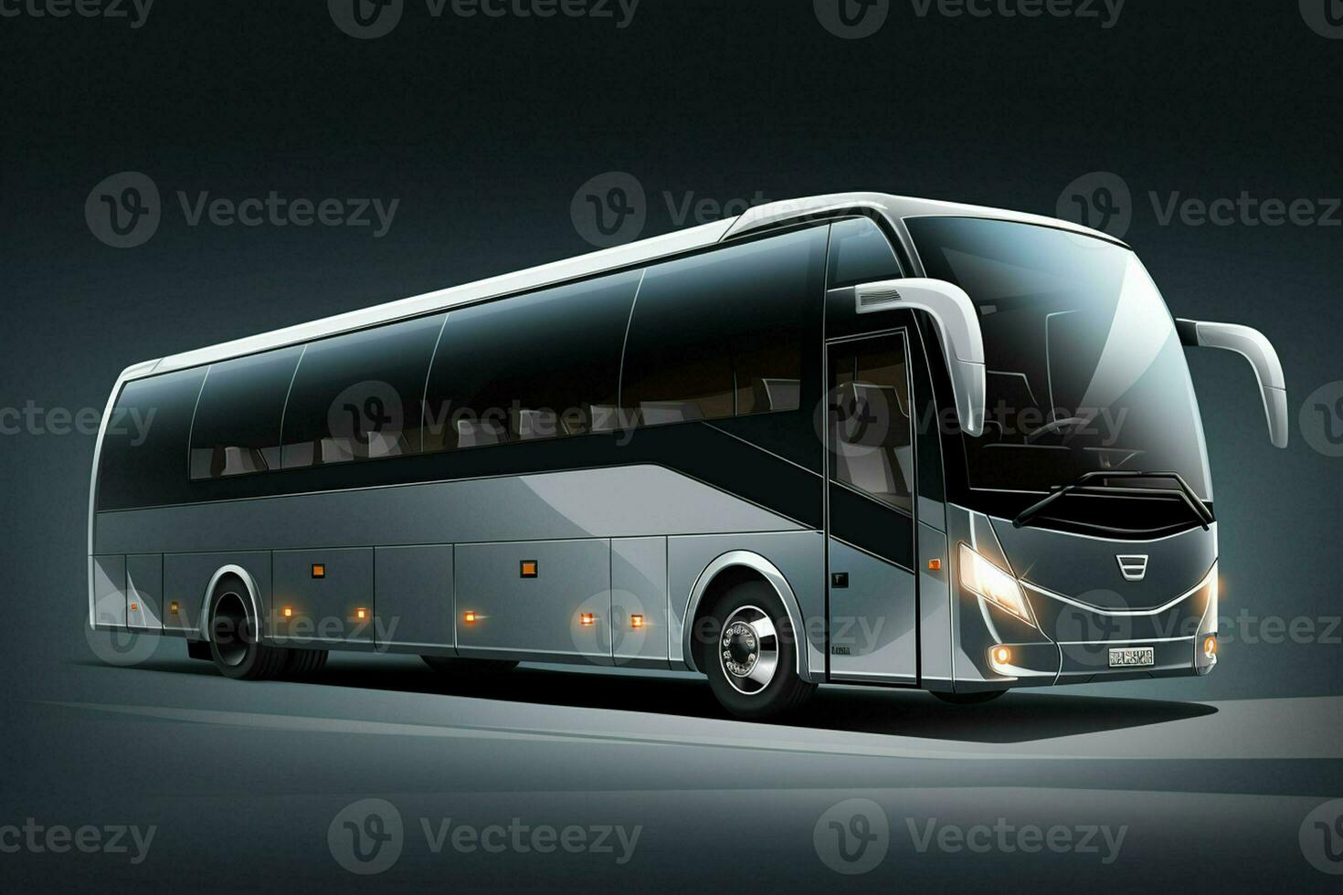 Modern black bus on a gray background. 3d rendering image. ai generated pro photo