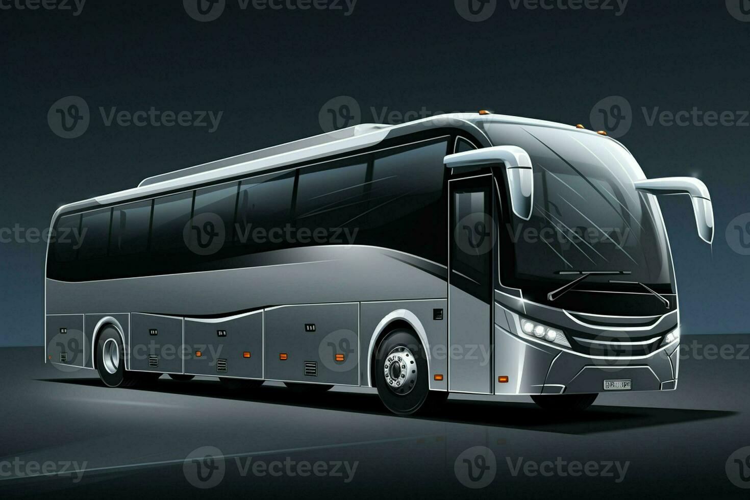 Modern black bus on a gray background. 3d rendering image. ai generated pro photo