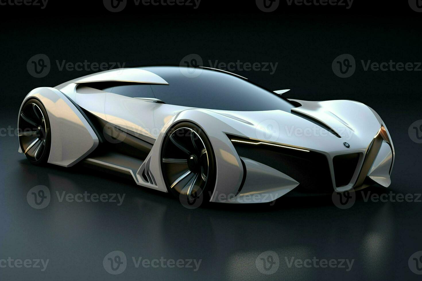 3D rendering of a brand-less generic concept car in studio environment. ai generated pro photo