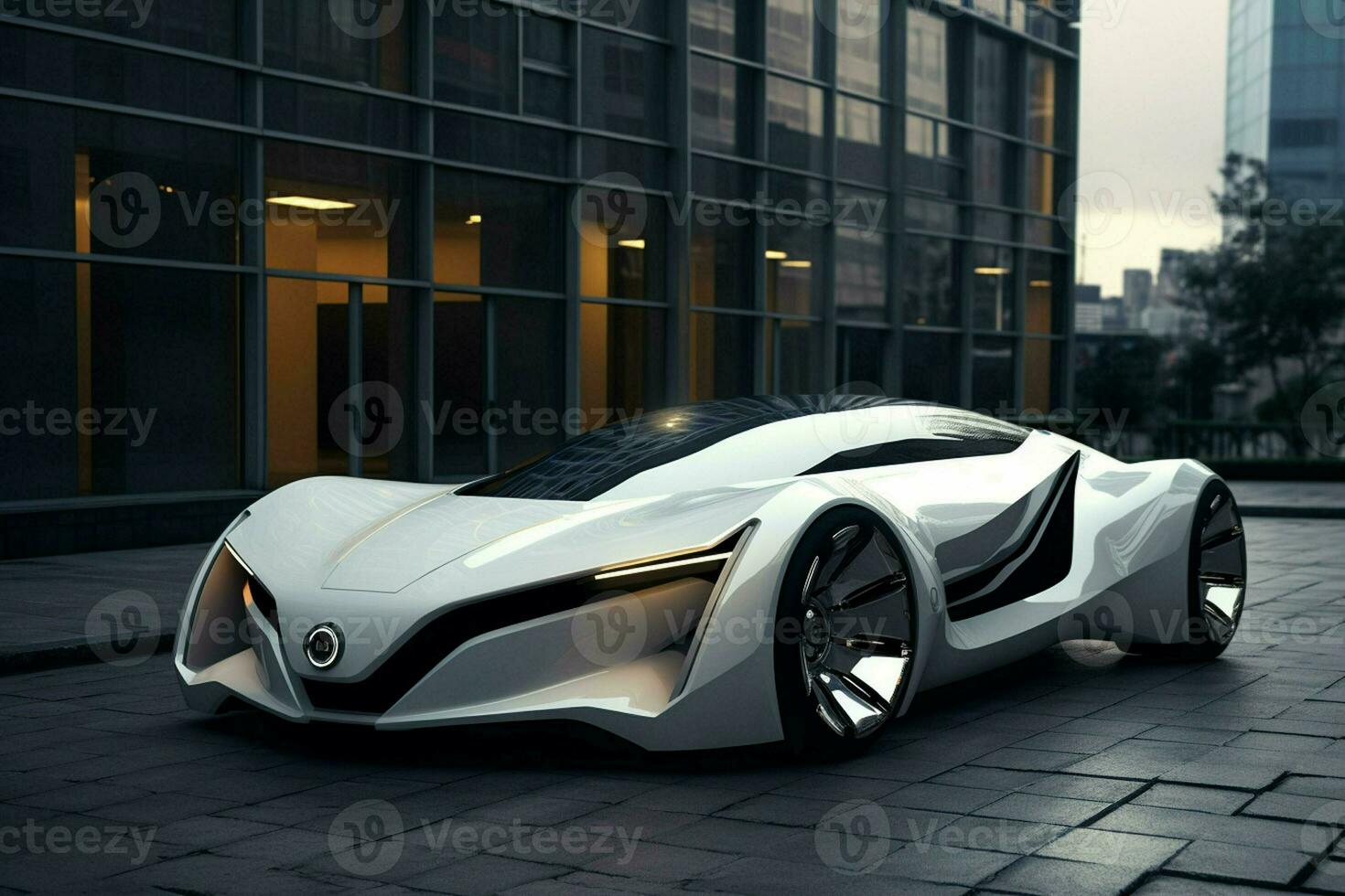 3D rendering of a brand-less generic concept car in studio environment. ai generated pro photo