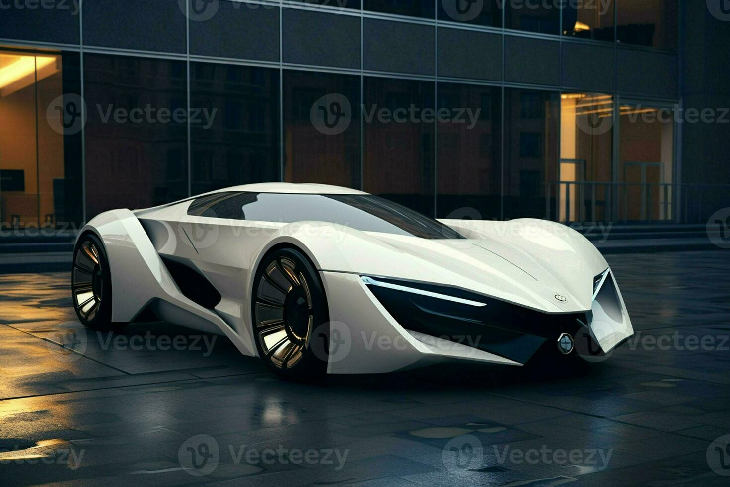 3D rendering of a brand-less generic concept car in studio environment. ai generated pro photo