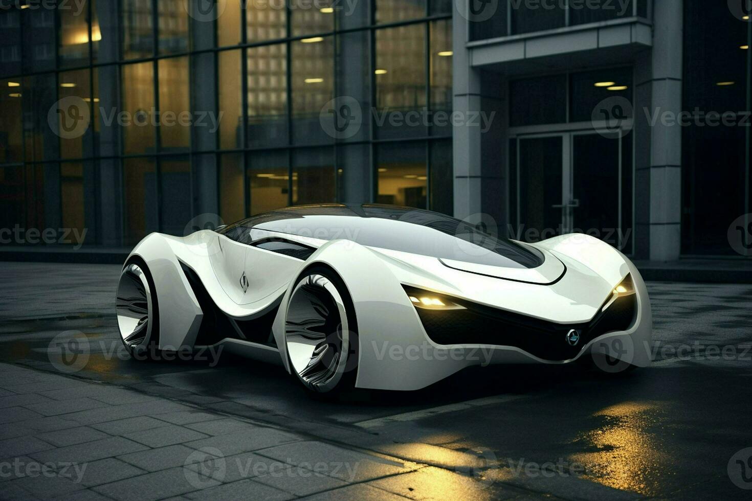 3D rendering of a brand-less generic concept car in studio environment. ai generated pro photo