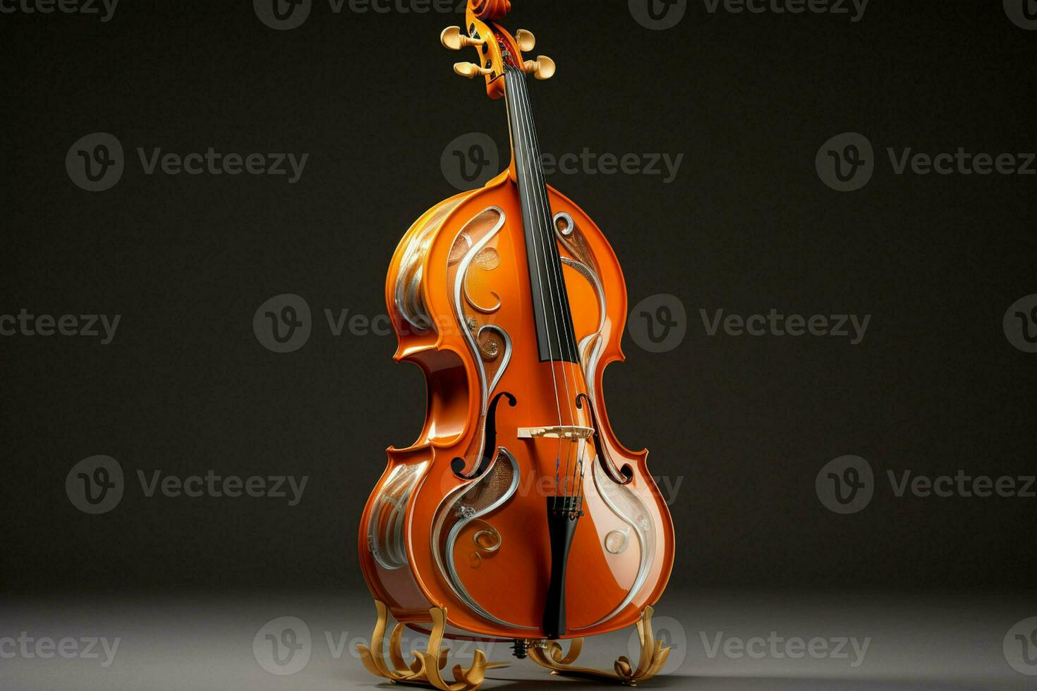 3d hacer de clásico violín en oscuro antecedentes. 3d ilustración. ai generado Pro foto