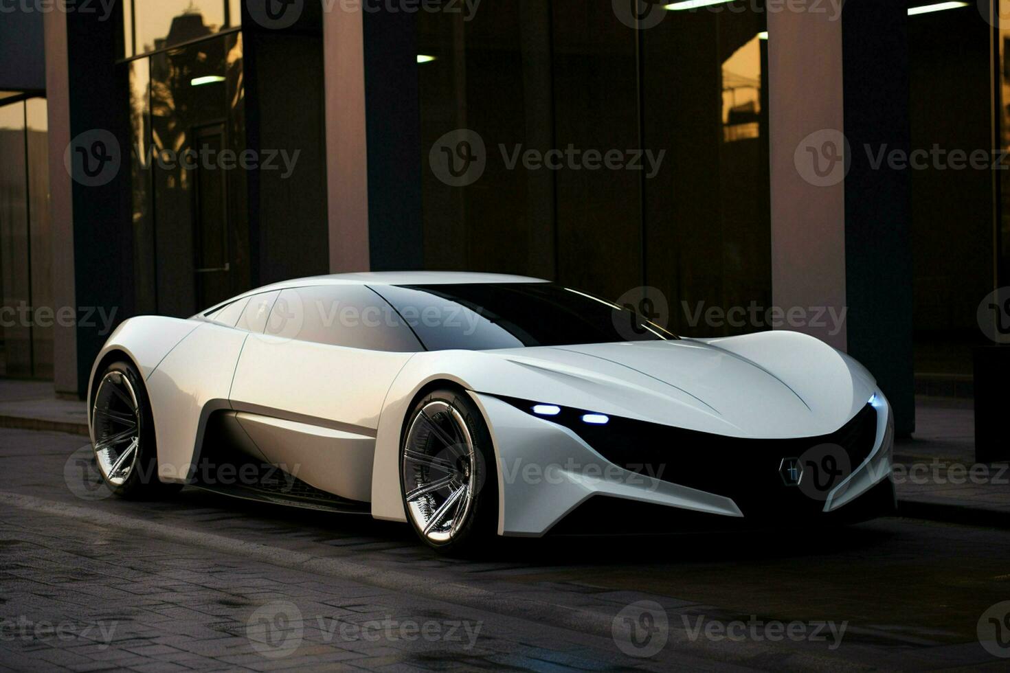 3D rendering of a brand-less generic concept car in studio environment. ai generated pro photo
