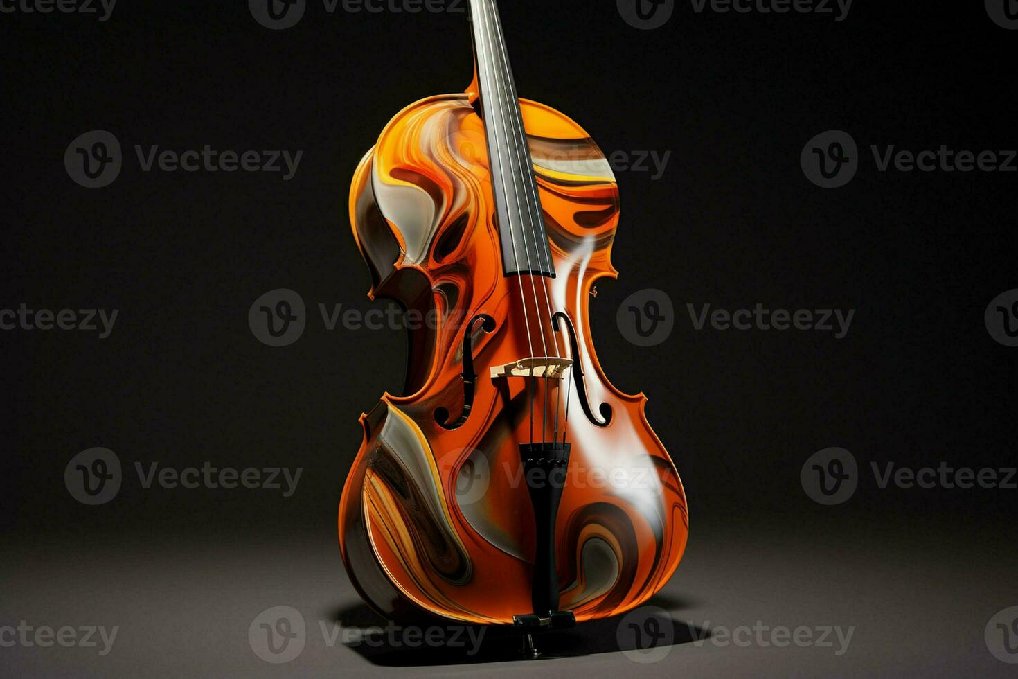 3d render of classic violin on dark background. 3d illustration. ai generated pro photo