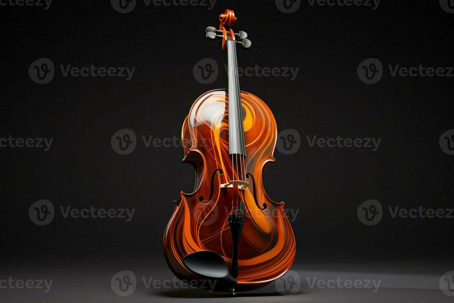 3d render of classic violin on dark background. 3d illustration. ai generated pro photo