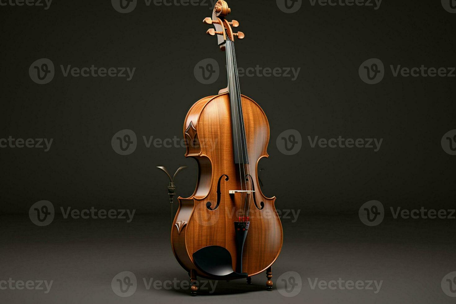 3d hacer de clásico violín en oscuro antecedentes. 3d ilustración. ai generado Pro foto