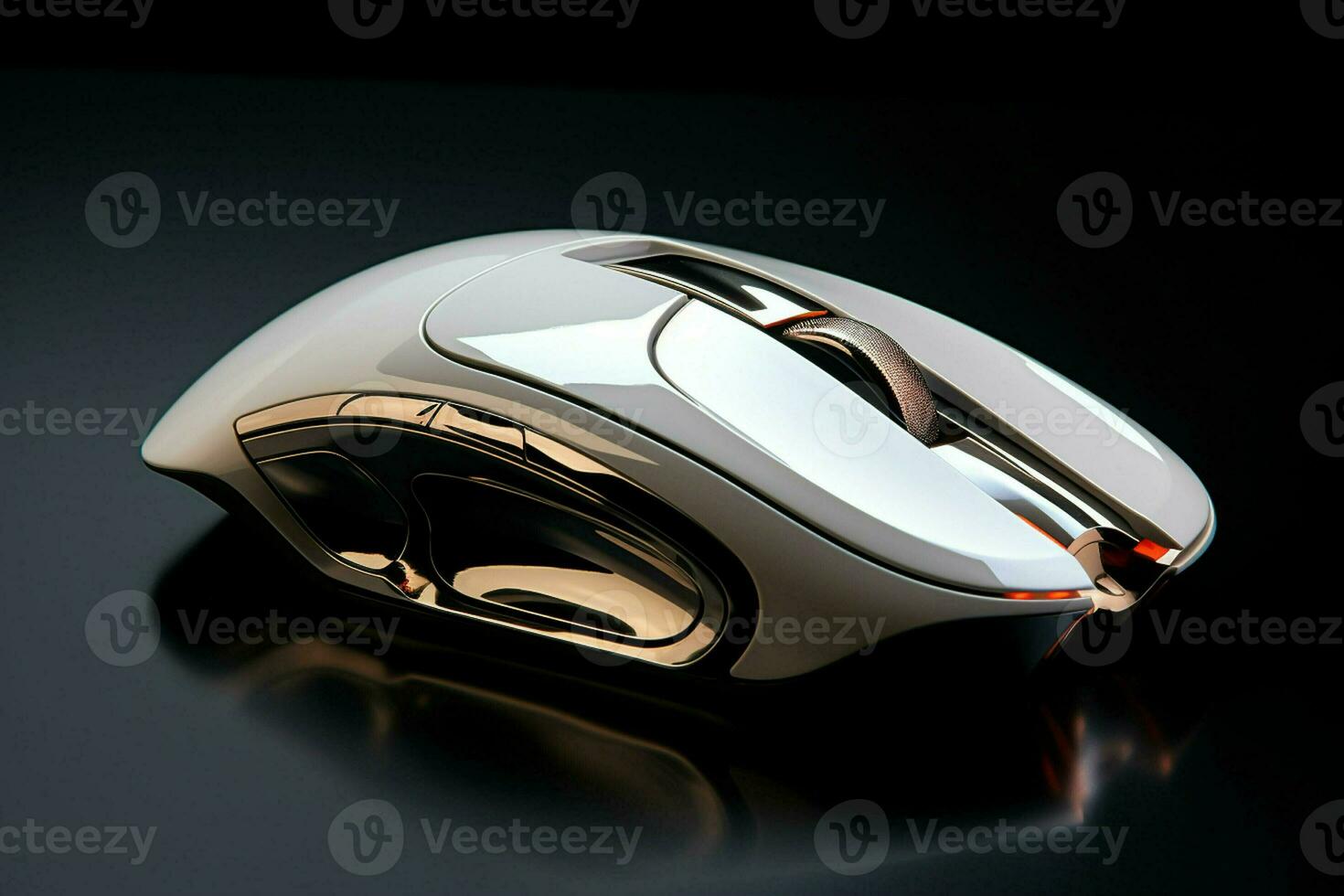 Computer mouse on a black background. 3d rendering. Computer digital drawing. ai generated pro photo