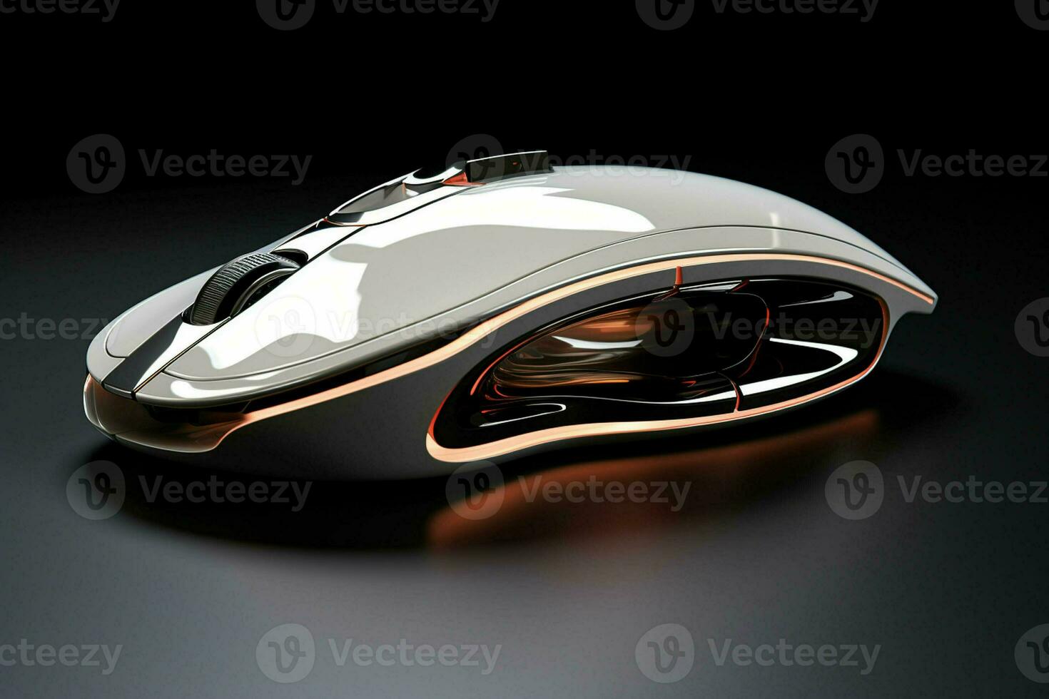 Computer mouse on a black background. 3d rendering. Computer digital drawing. ai generated pro photo