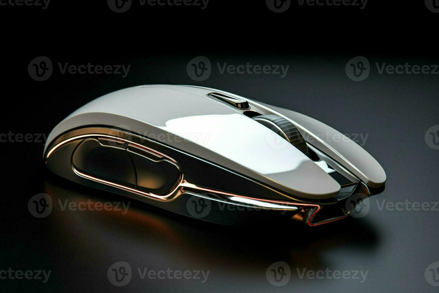 Computer mouse on a black background. 3d rendering. Computer digital drawing. ai generated pro photo