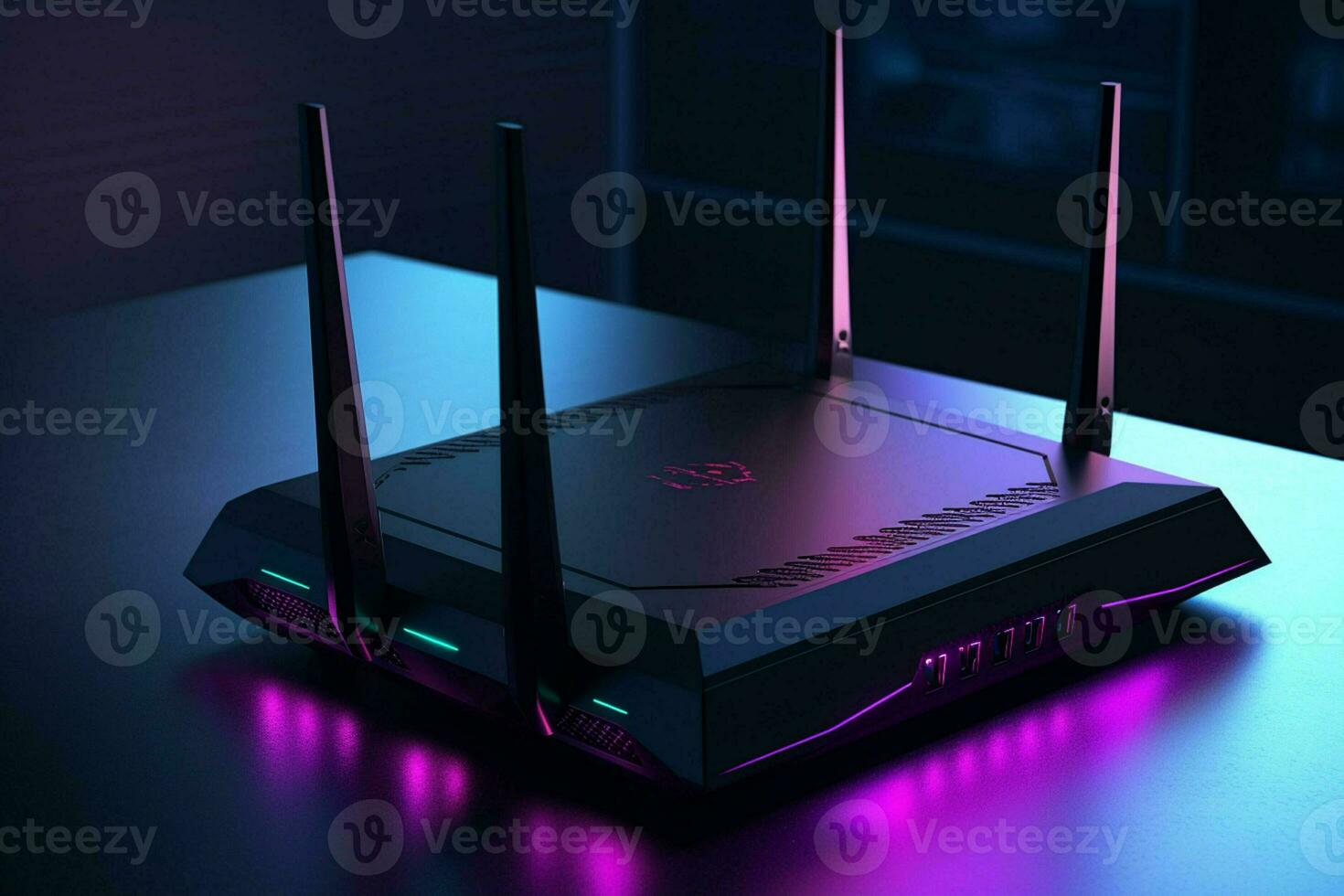 3d rendering of a wireless router on a dark background. High resolution image. ai generated pro photo