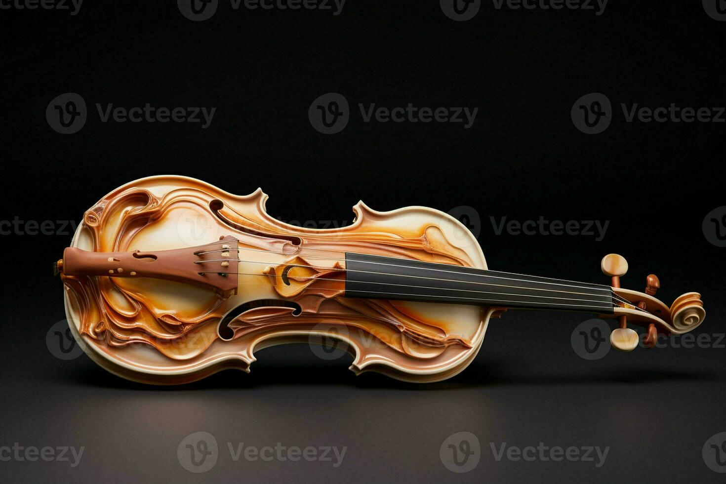 violin on a black background, 3d render, close-up. ai generated pro photo