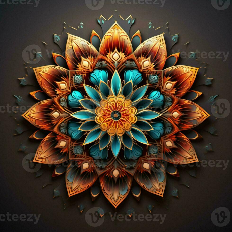 Abstract colorful mandala on a dark background. ai generated. ai generated pro photo