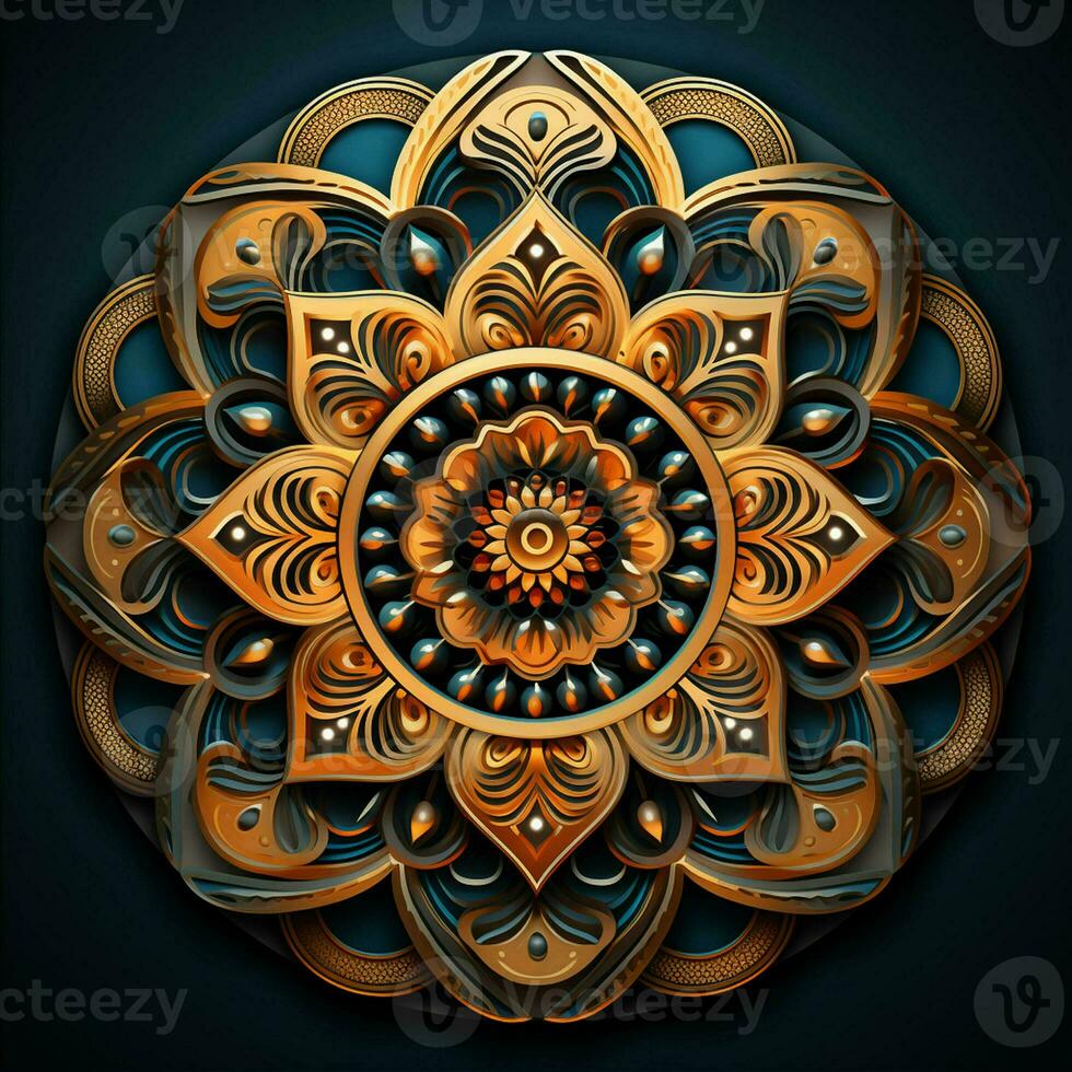 Abstract colorful mandala on a dark background. ai generated. ai generated pro photo