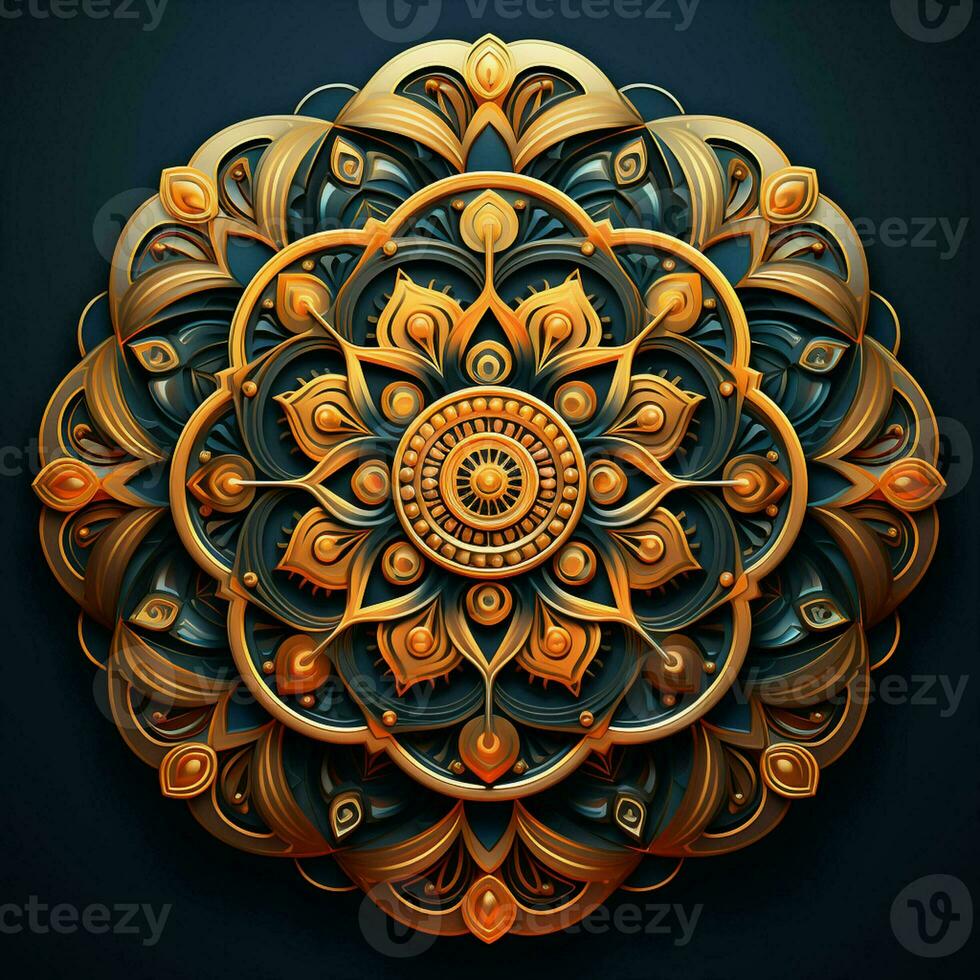 Abstract colorful mandala on a dark background. ai generated. ai generated pro photo