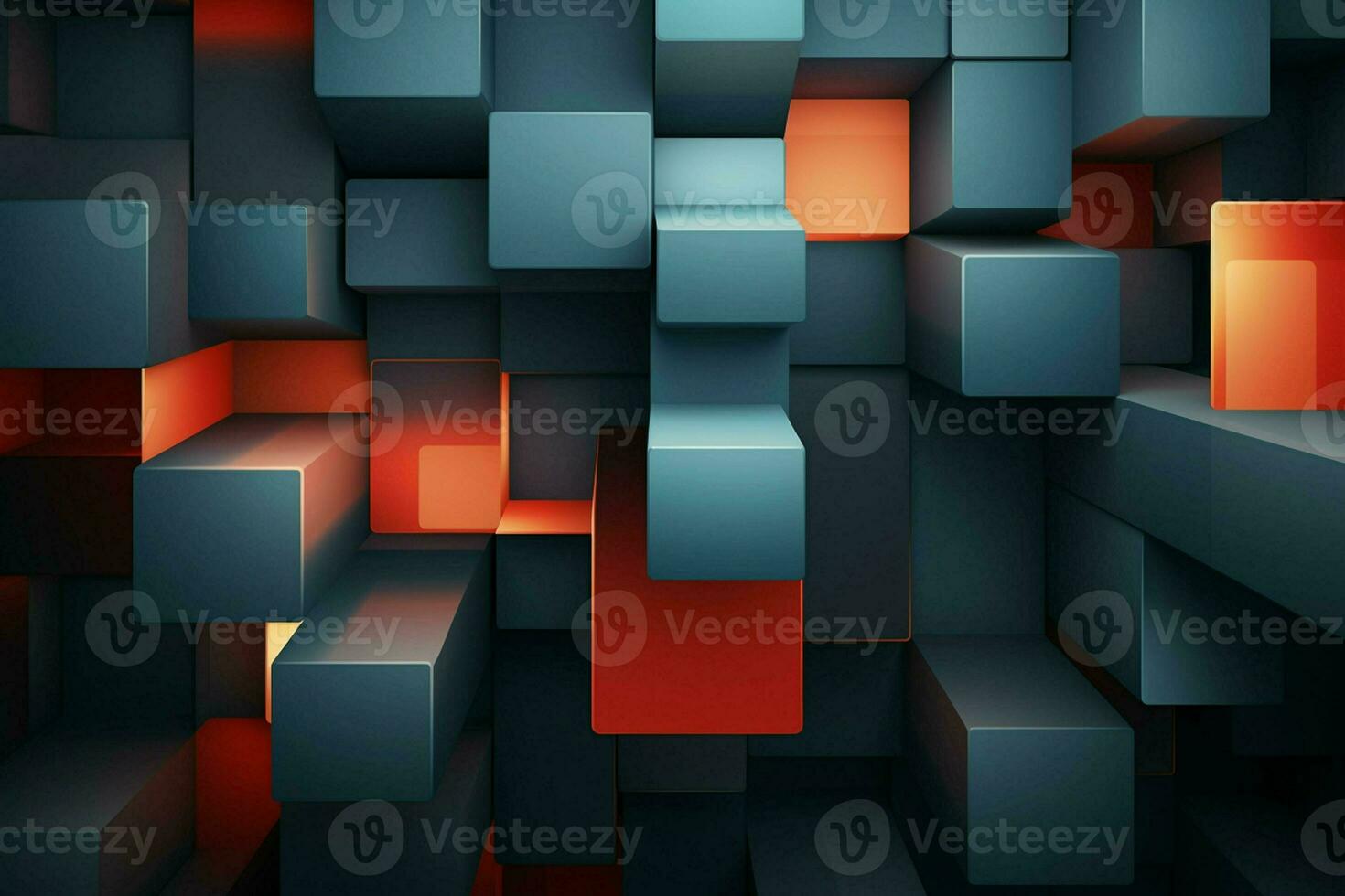 Abstract background with cubes in red and blue colors. 3d render. ai generated pro photo