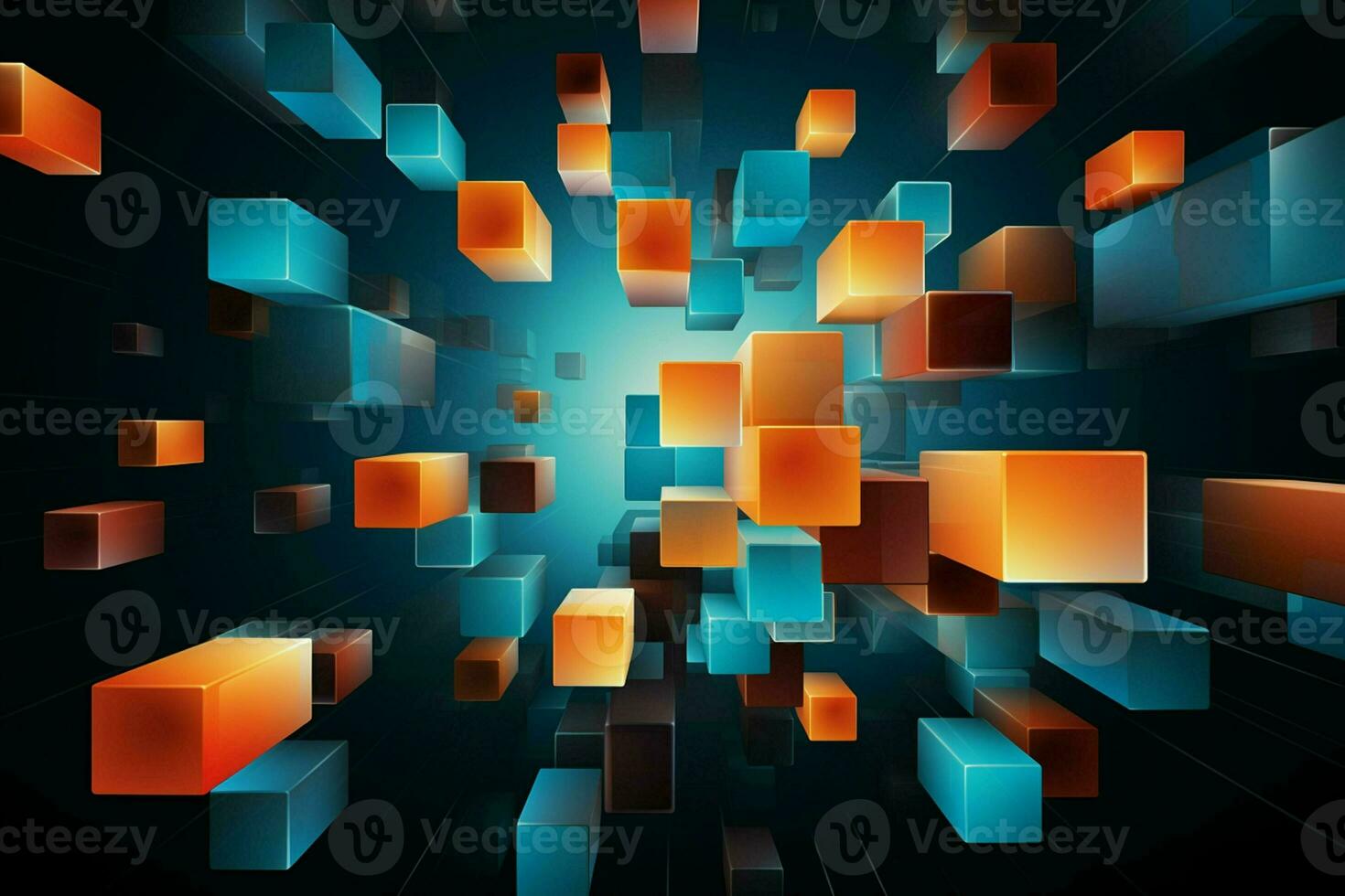 Abstract background with cubes in red and blue colors. 3d render. ai generated pro photo