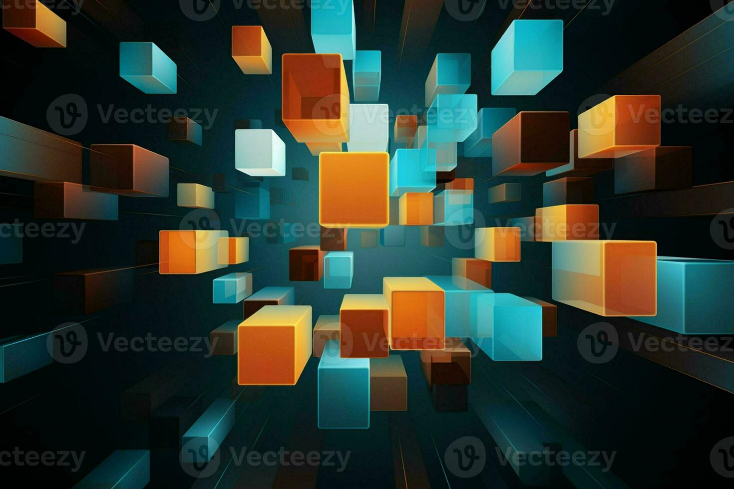Abstract background with cubes in red and blue colors. 3d render. ai generated pro photo