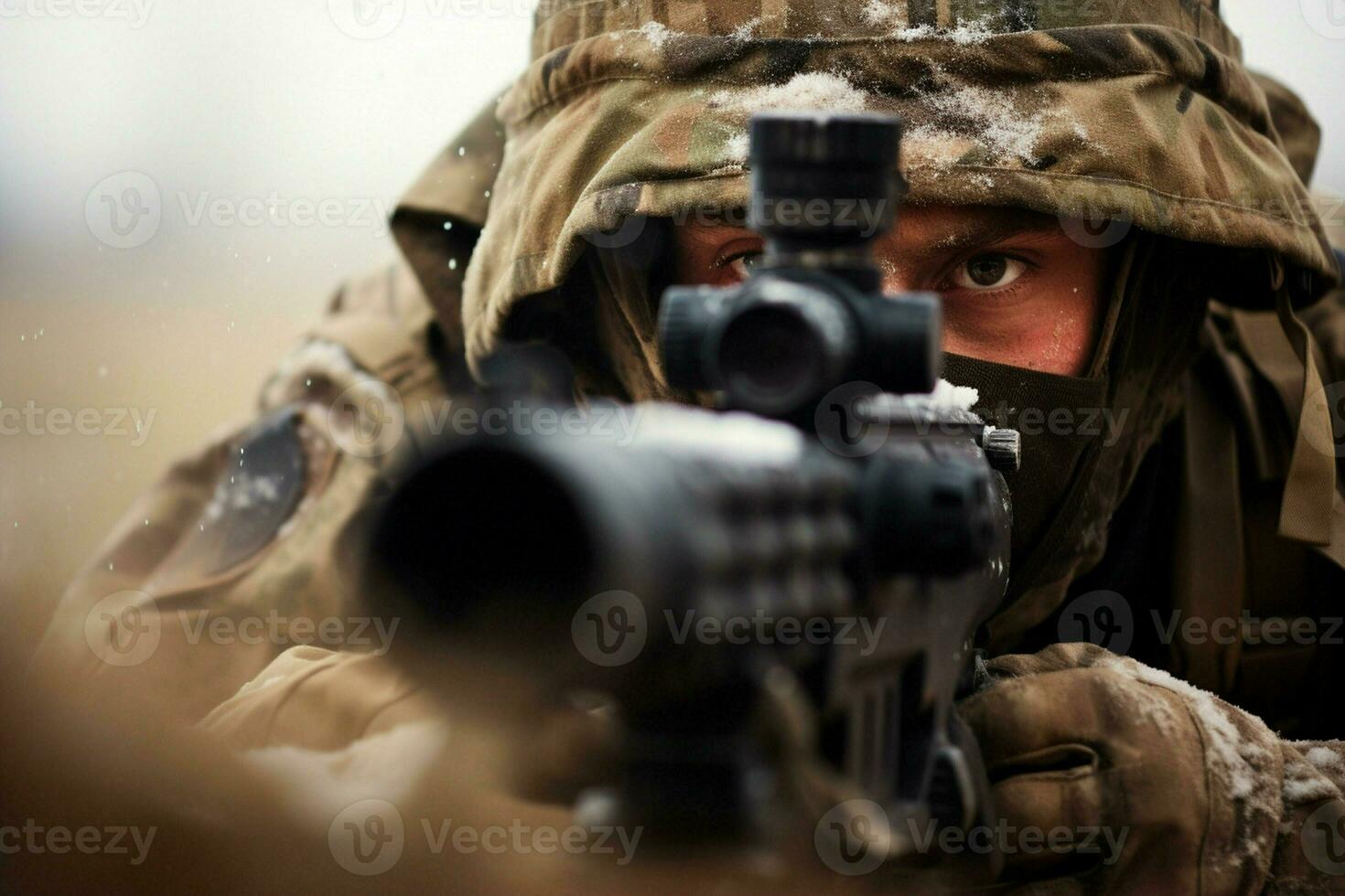 United States Marine Corps special forces soldier with assault rifle in action during mission. ai generated pro photo