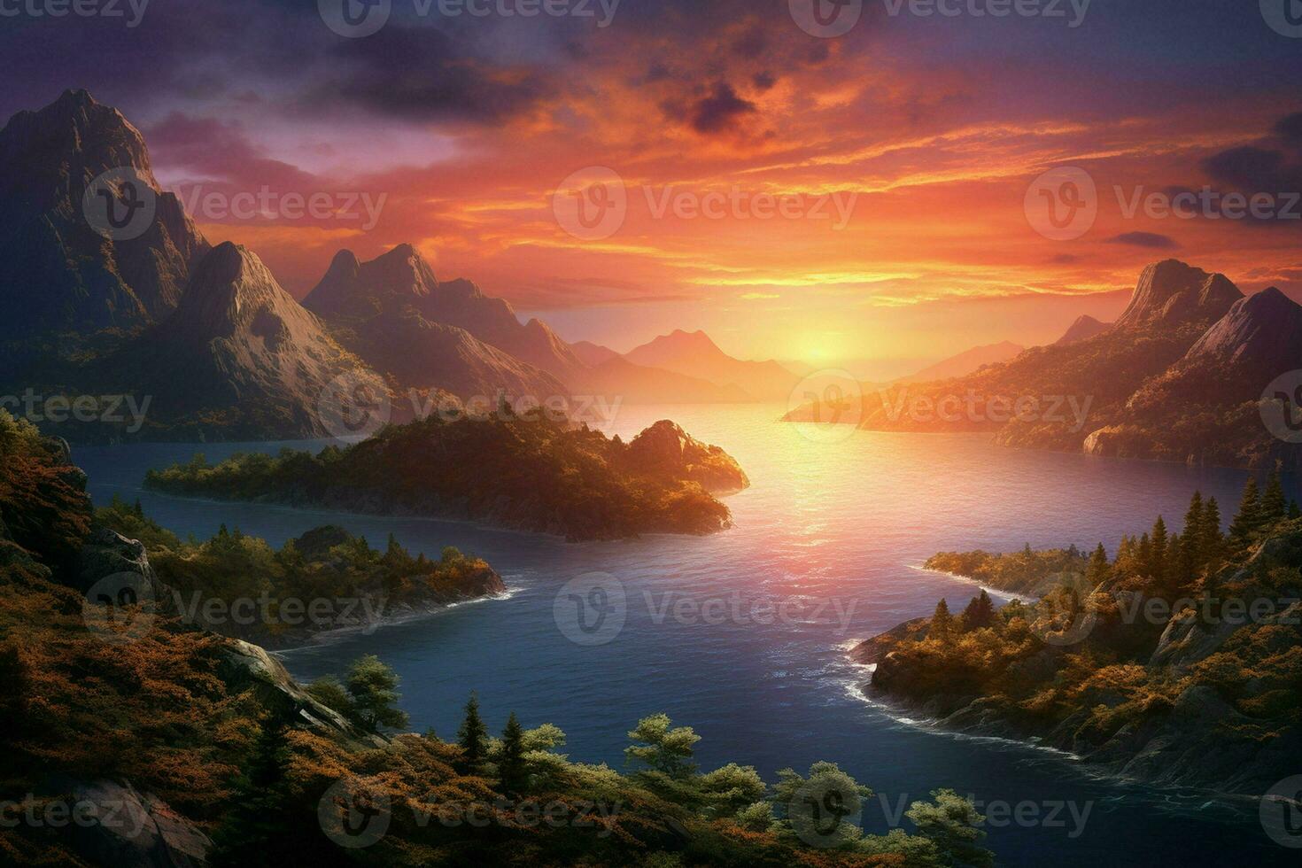 beautiful seascape at sunset. ai generated pro photo