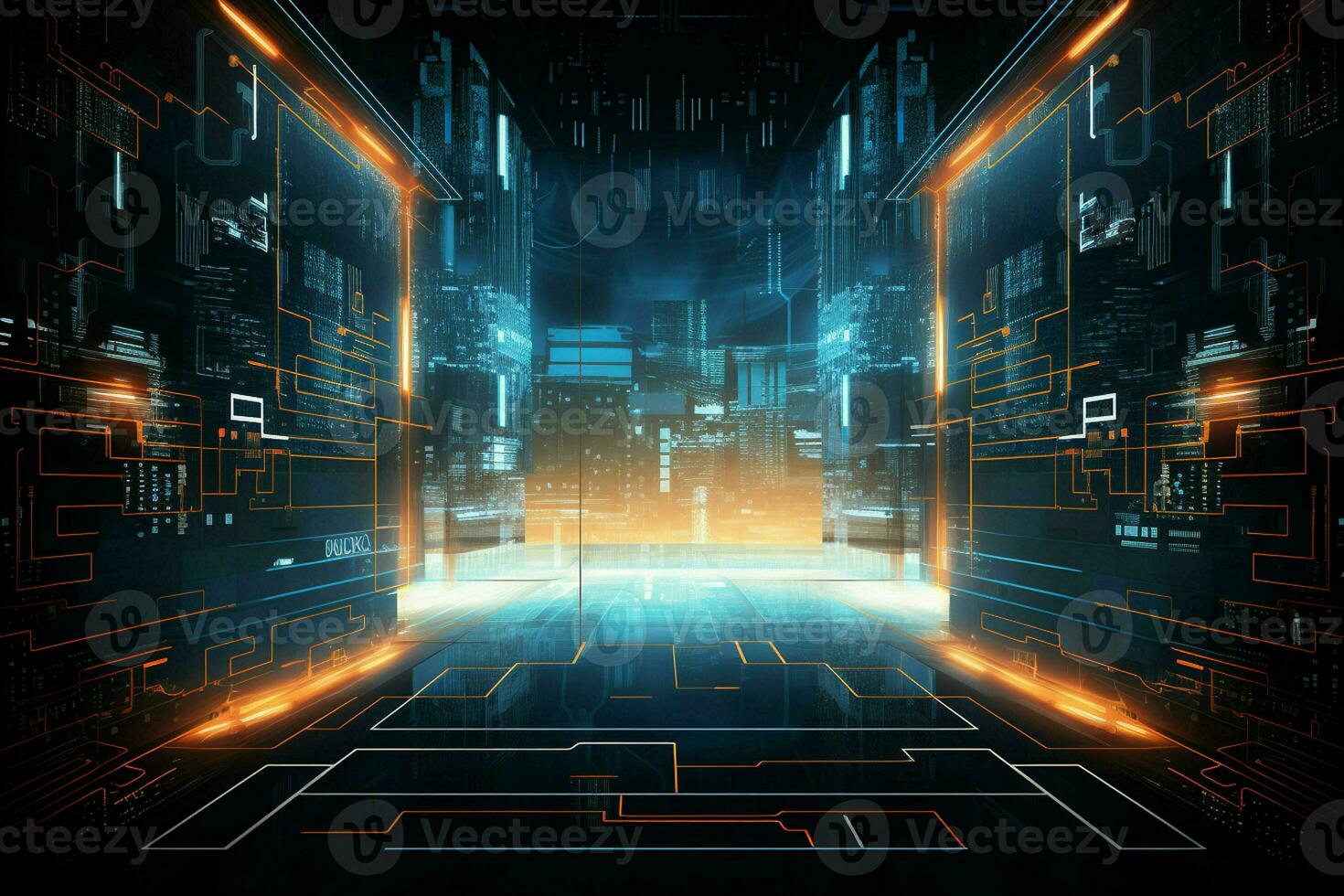 Abstract technology background. Futuristic user interface. 3D Rendering. ai generated pro photo