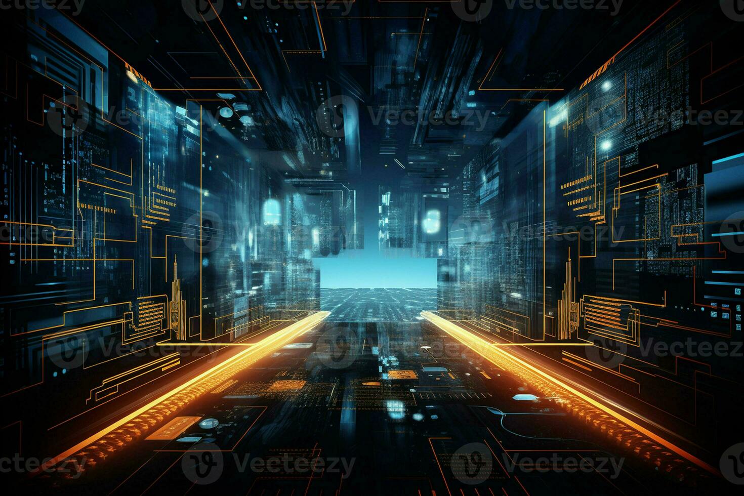 Abstract technology background. Futuristic user interface. 3D Rendering. ai generated photo