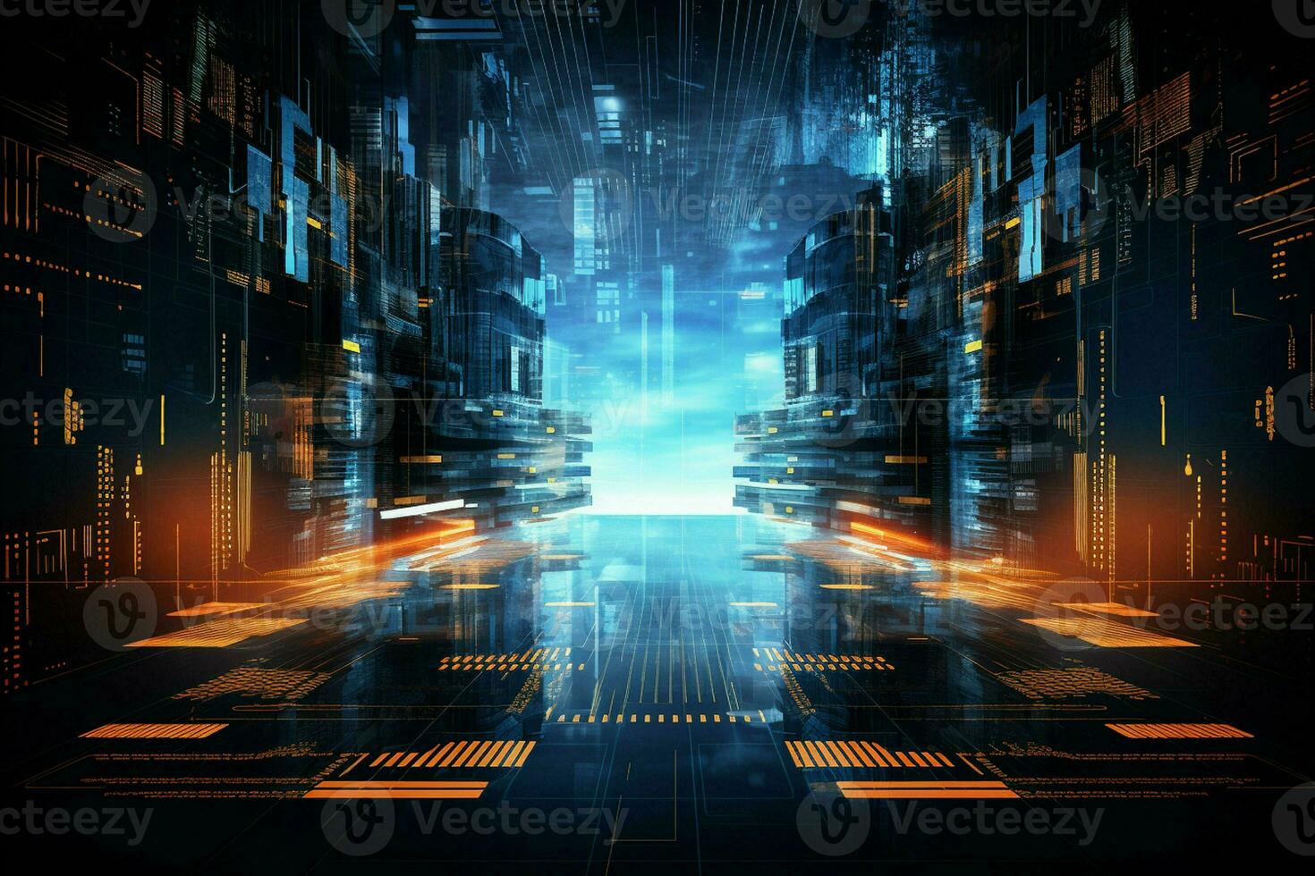 Abstract technology background. Futuristic user interface. 3D Rendering. ai generated photo