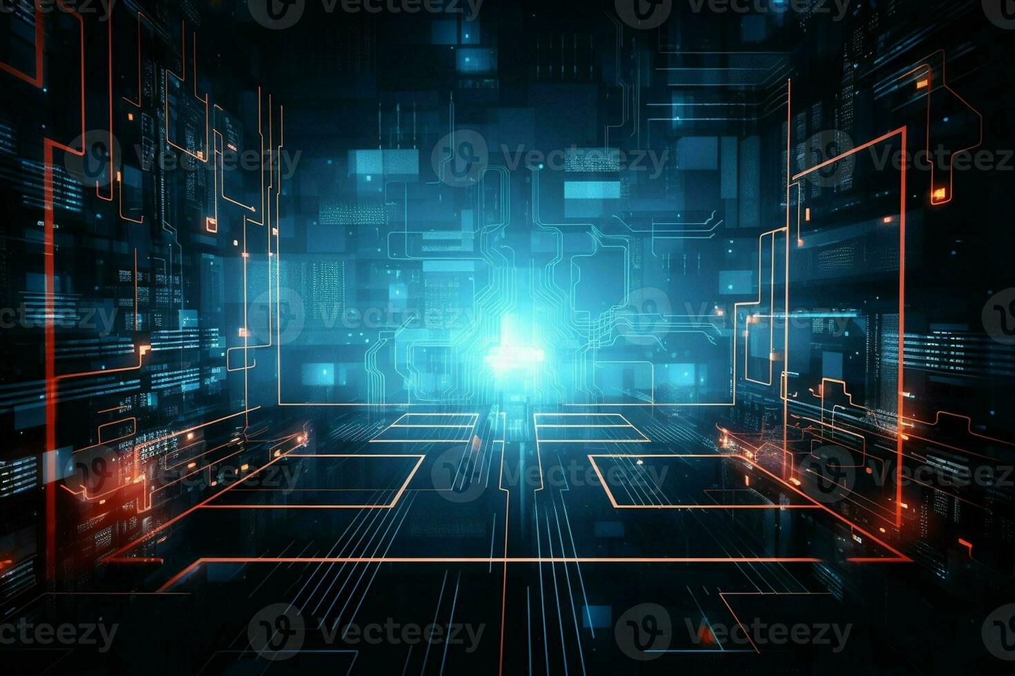 Abstract technology background. Futuristic user interface. 3D Rendering. ai generated photo