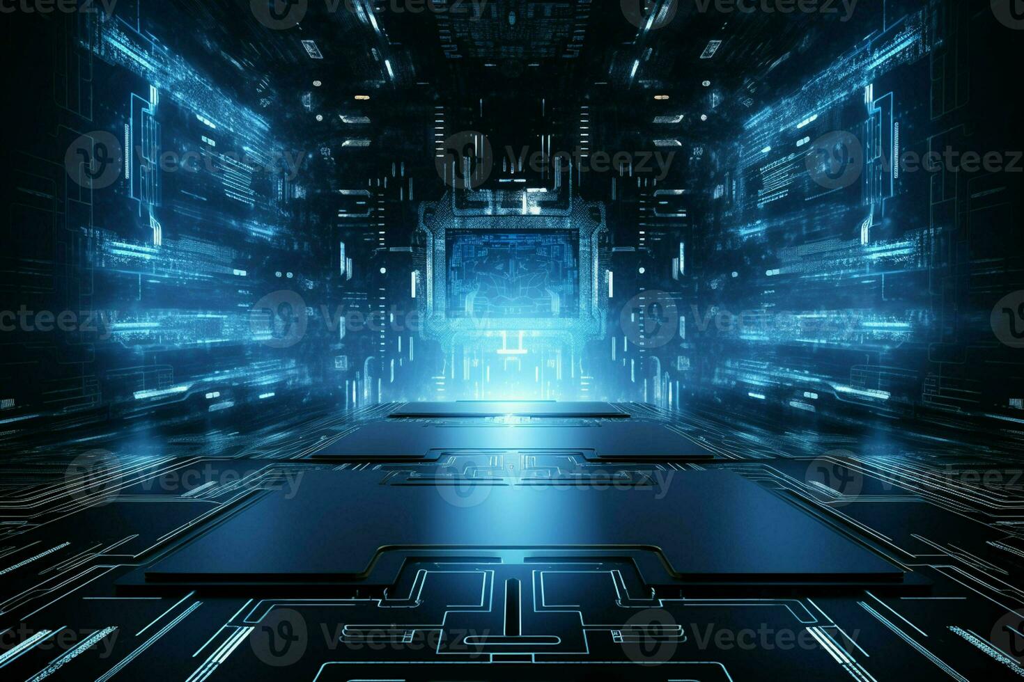 Abstract technology background. Futuristic user interface. 3D Rendering. ai generated photo