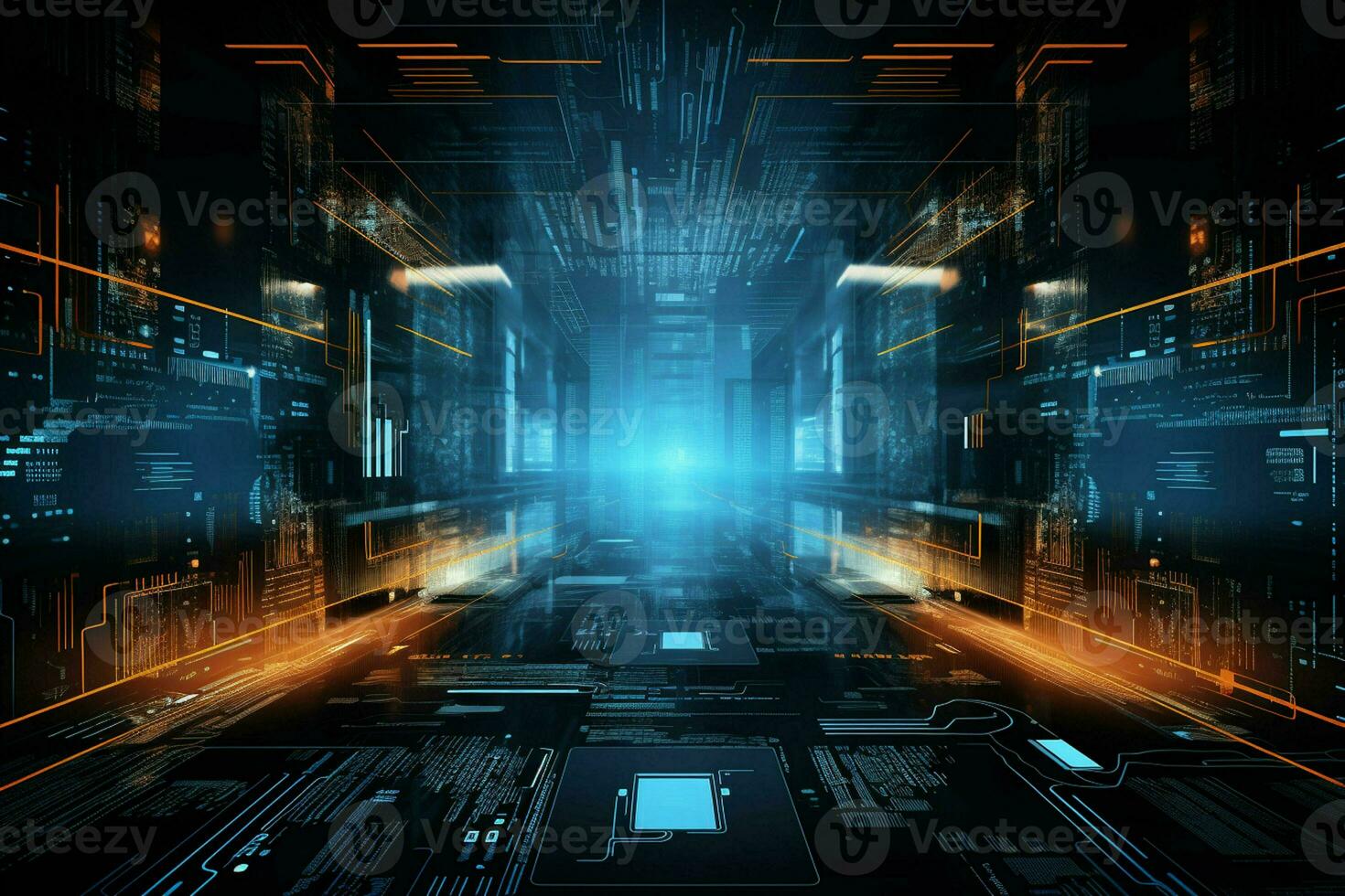 Abstract technology background. Futuristic user interface. 3D Rendering. ai generated photo