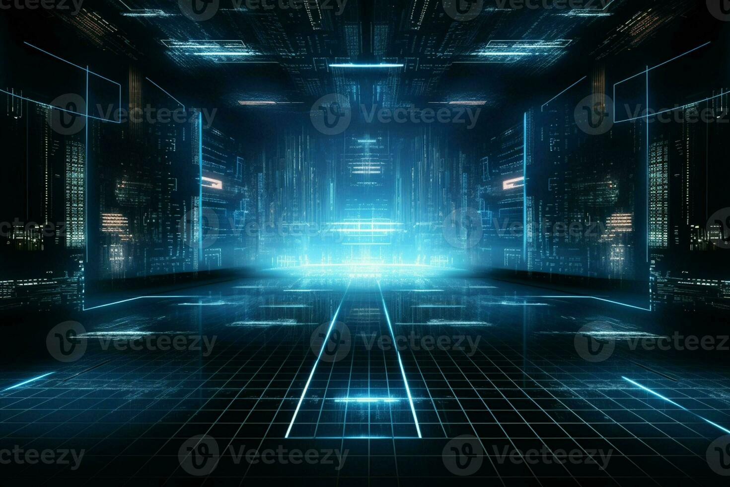 Abstract technology background. Futuristic user interface. 3D Rendering. ai generated photo