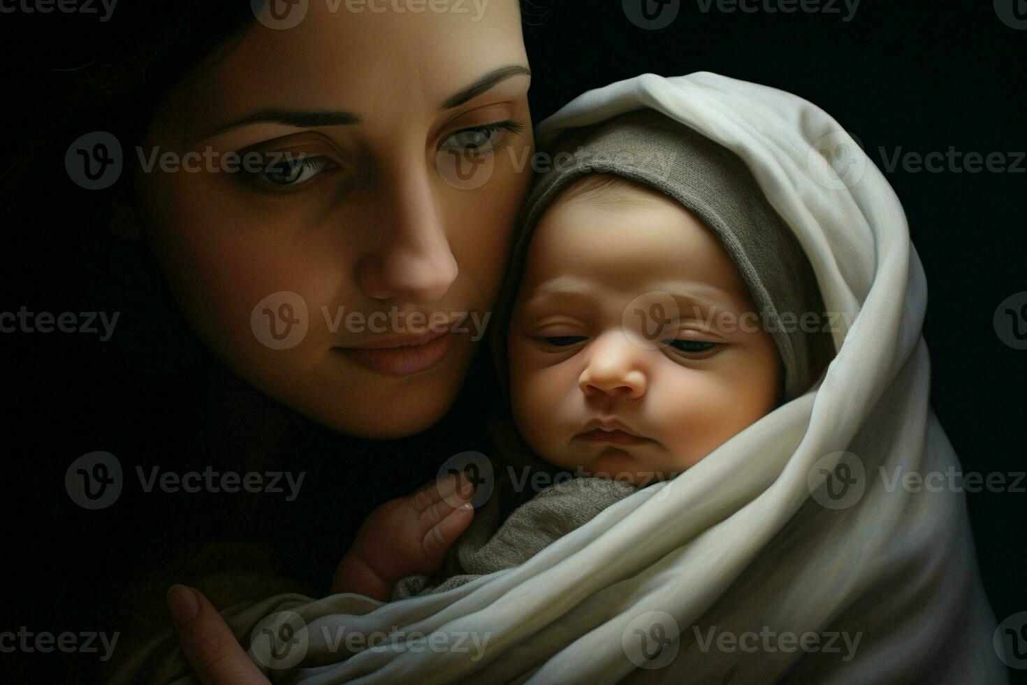 Mother with her newborn baby, Motherhood concept. Ai generated pro photo