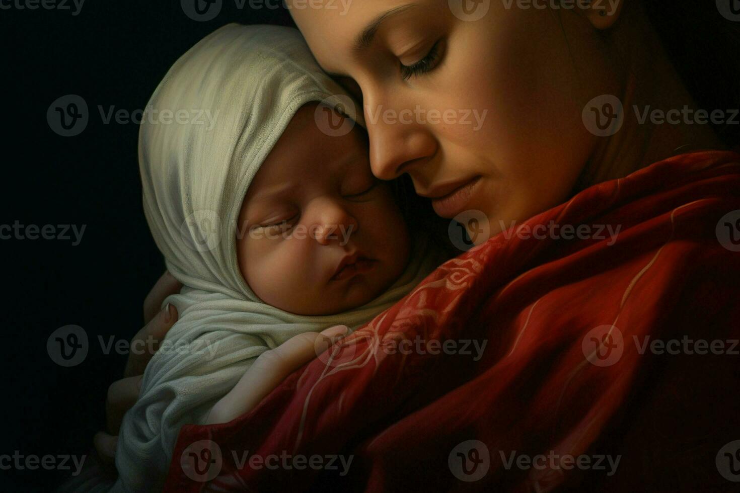 Mother with her newborn baby, Motherhood concept. Ai generated pro photo