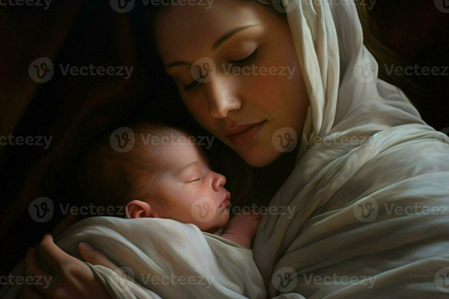 madre con su recién nacido bebé, maternidad concepto. ai generado Pro foto