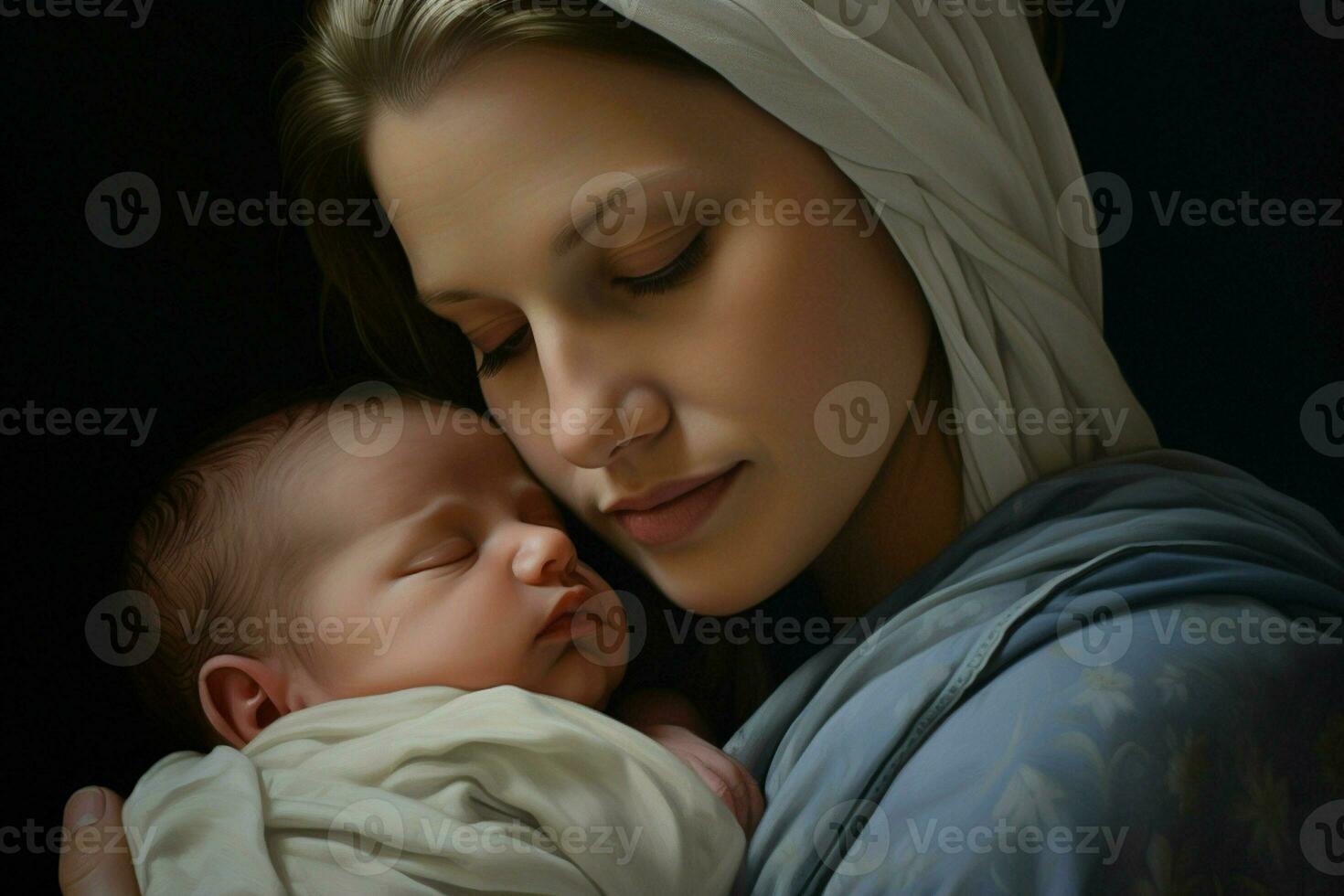 Mother with her newborn baby, Motherhood concept. Ai generated pro photo