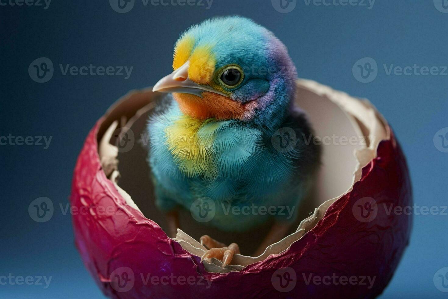 vistoso bebé pájaro en un huevo caparazón. ai generado Pro foto