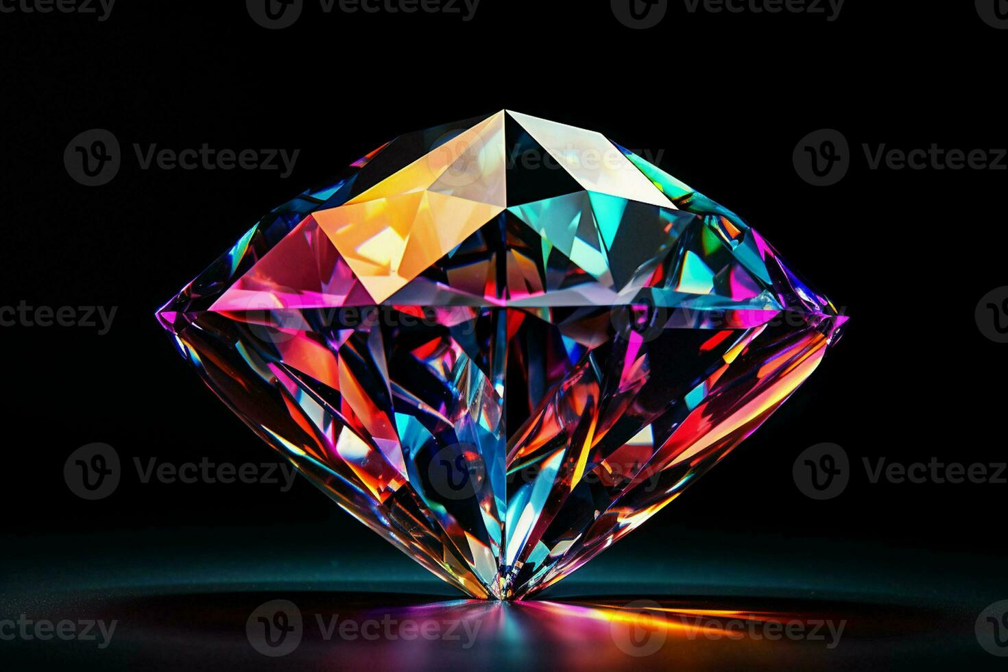 colorful Gemstone on a black background. Ai generated pro photo