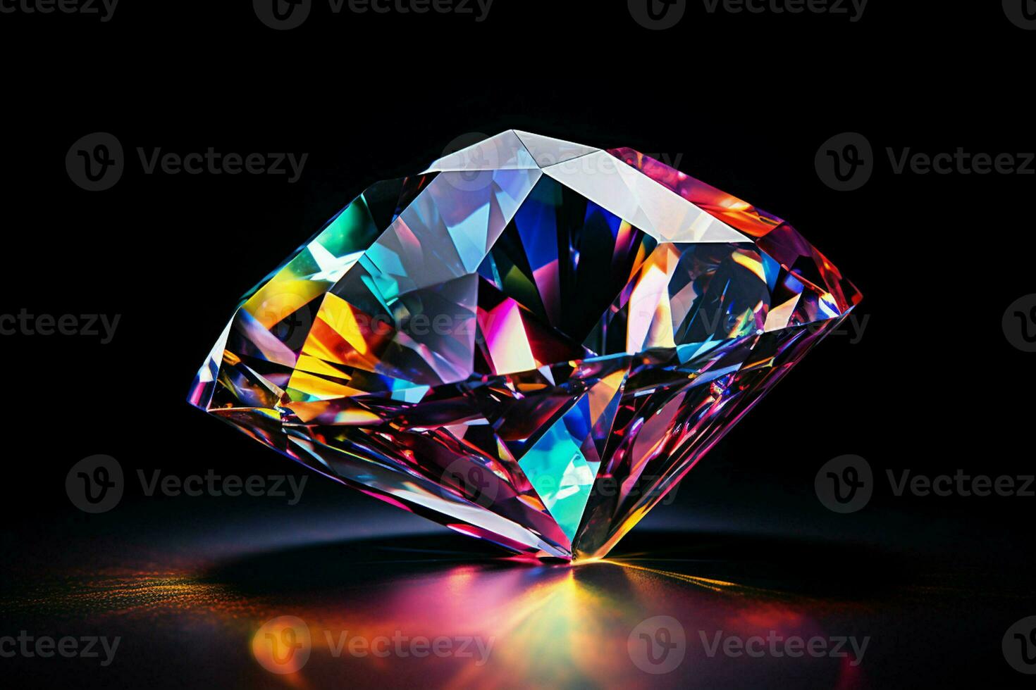 colorful Gemstone on a black background. Ai generated pro photo