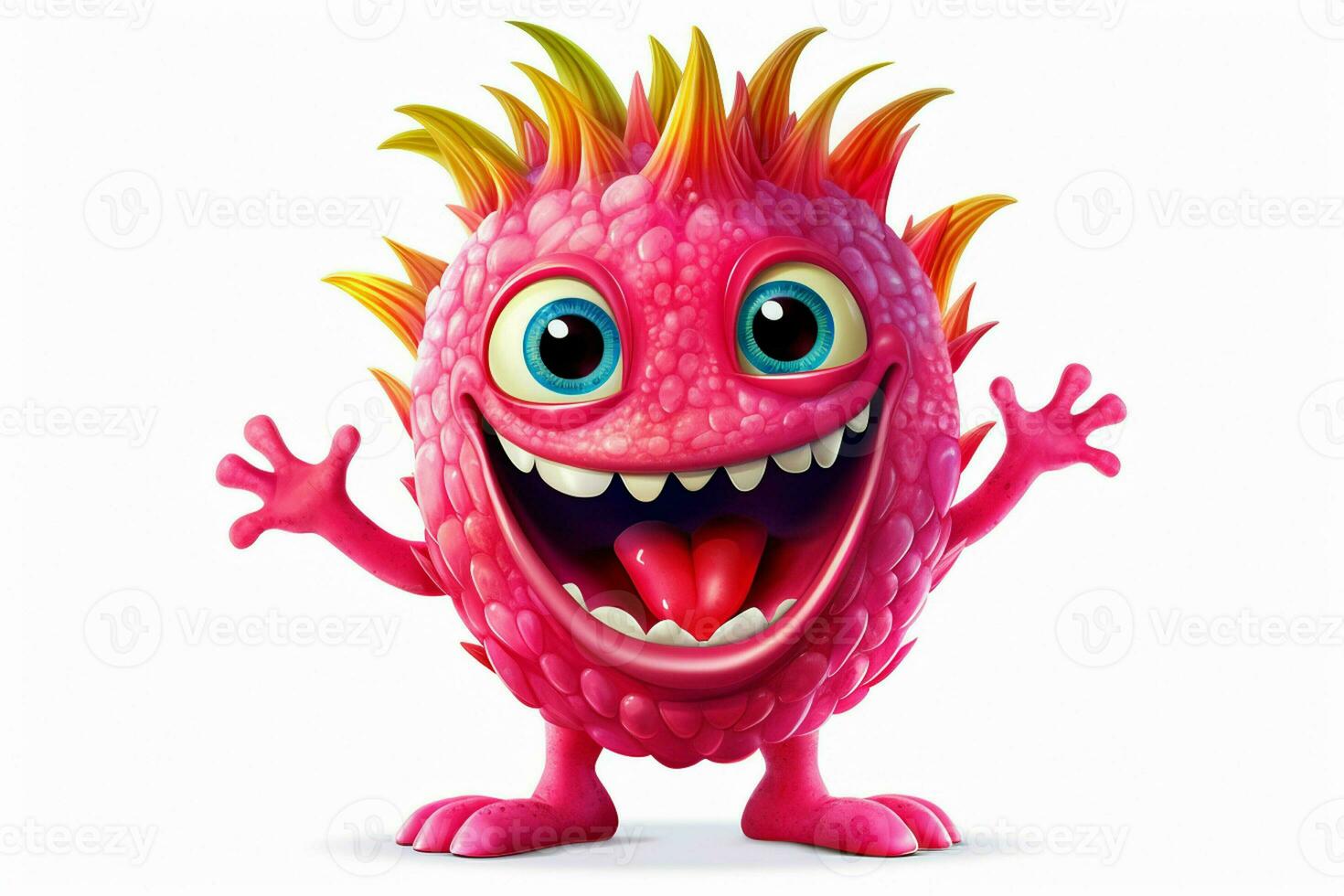 Cartoon character of dragon fruit with funny expression. Ai generated pro photo